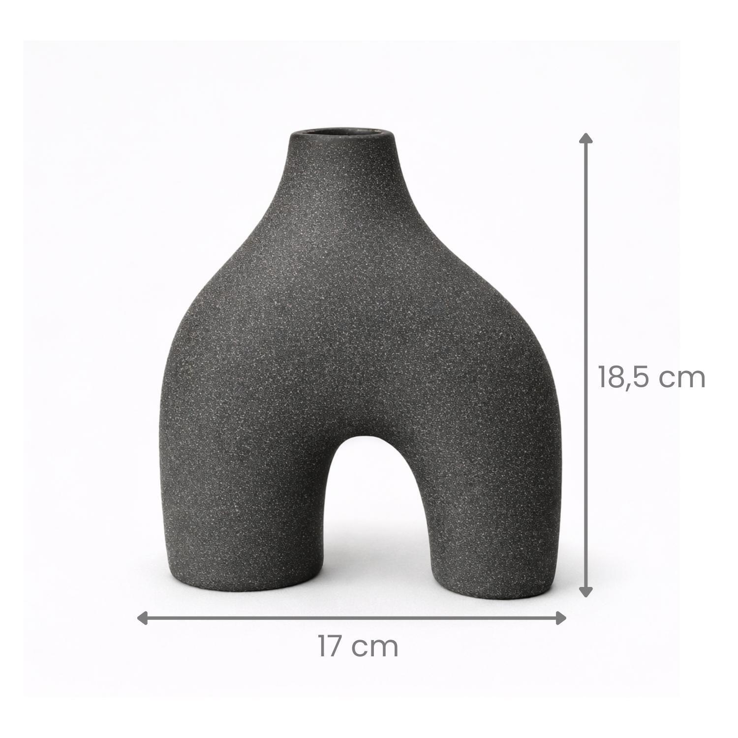 Florero Jarron Ceramica Negro Decorativo Moderno Abstracto-4