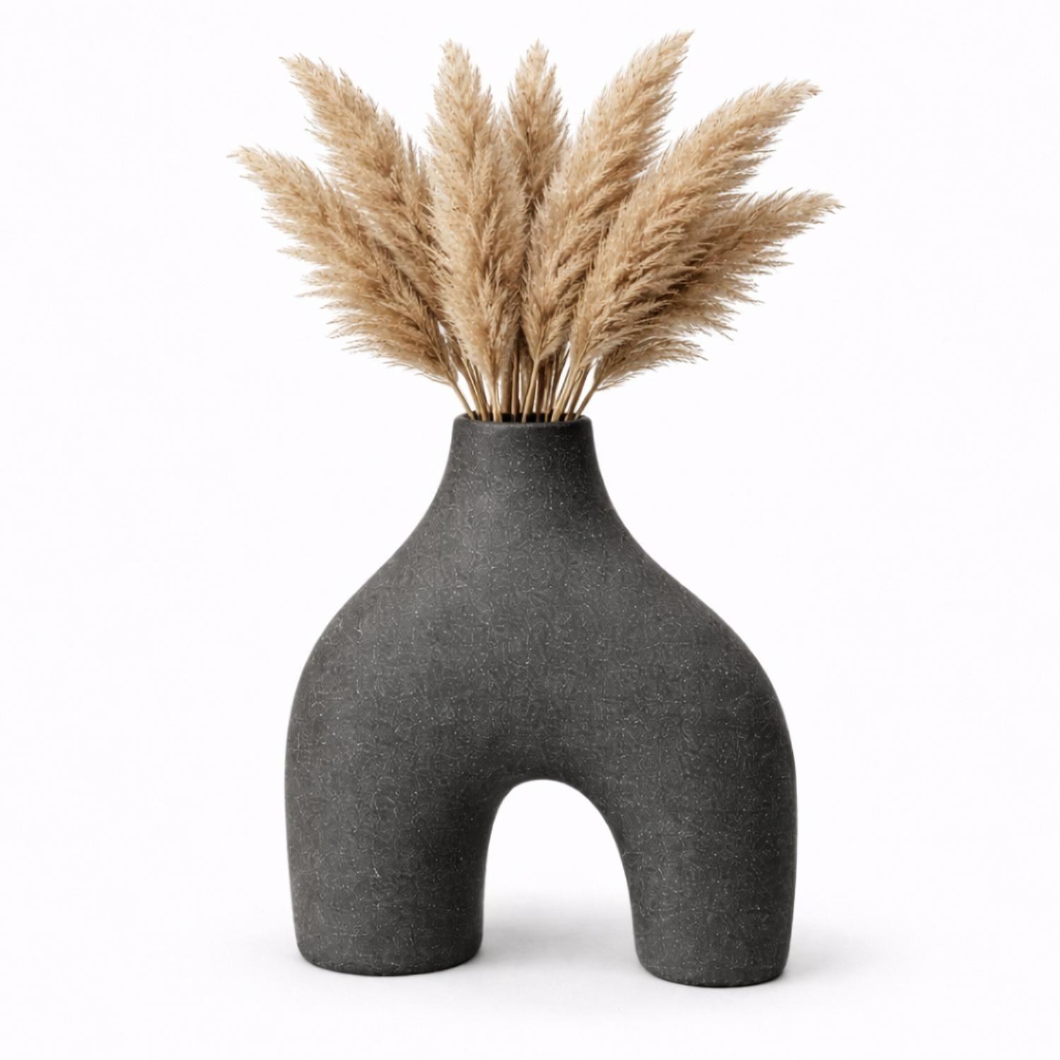 Florero Jarron Ceramica Negro Decorativo Moderno Abstracto-5