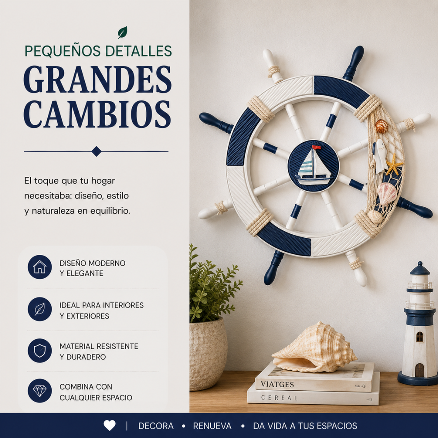 Timon De Barco Decorativo De Madera Para Pared Decoracion-4