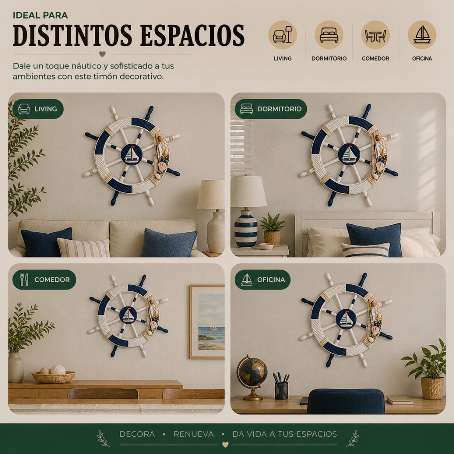Timon De Barco Decorativo De Madera Para Pared Decoracion-5
