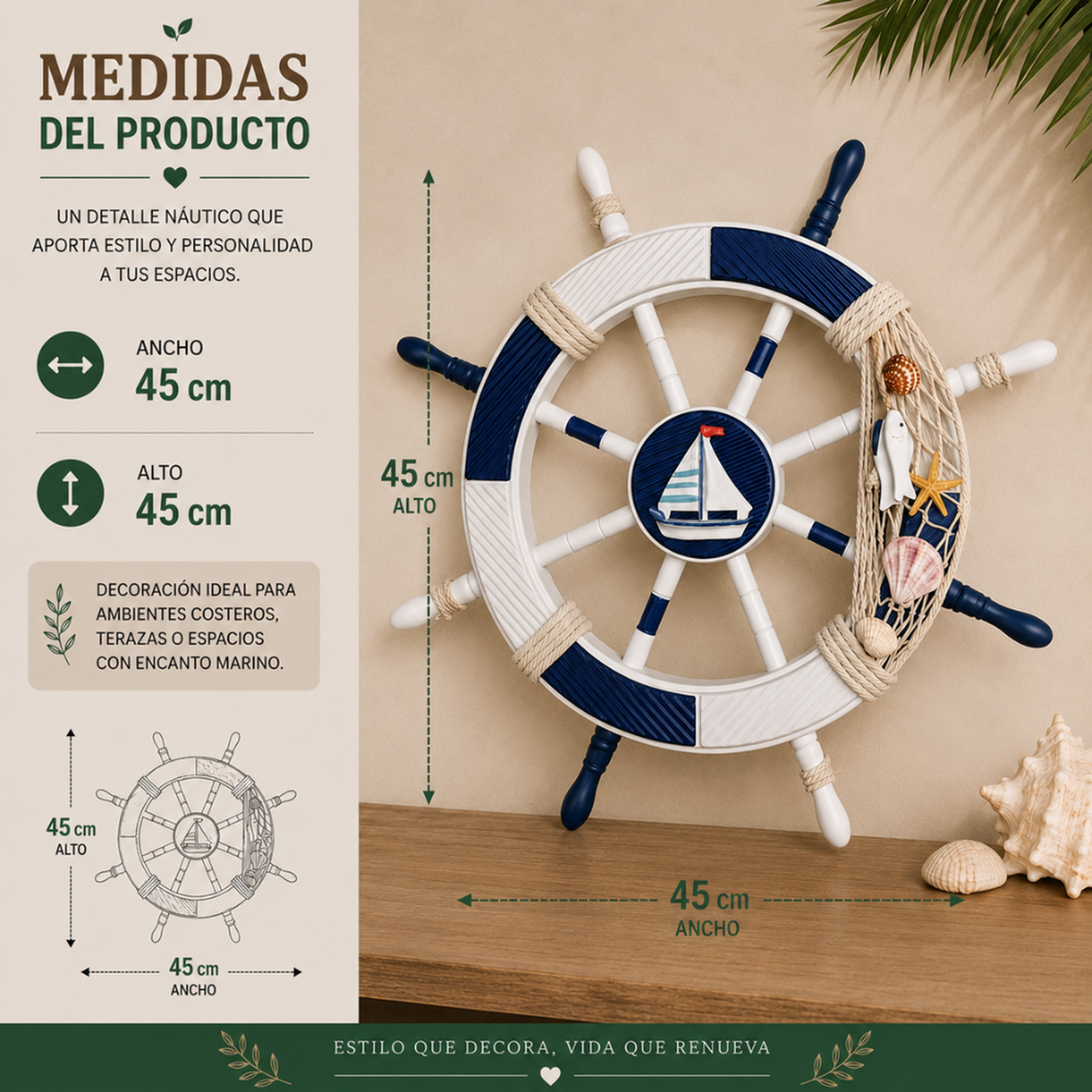 Timon De Barco Decorativo De Madera Para Pared Decoracion-6
