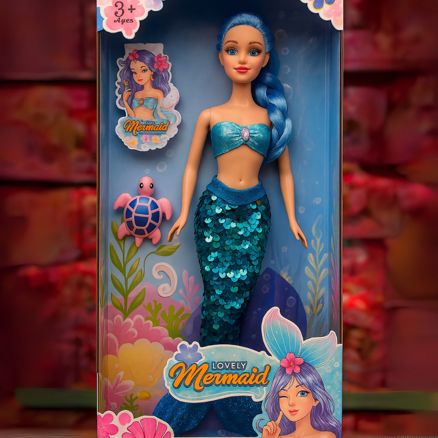 Muñeca Sirena Lovely Con Vestido De Lentejuelas Juguete-2