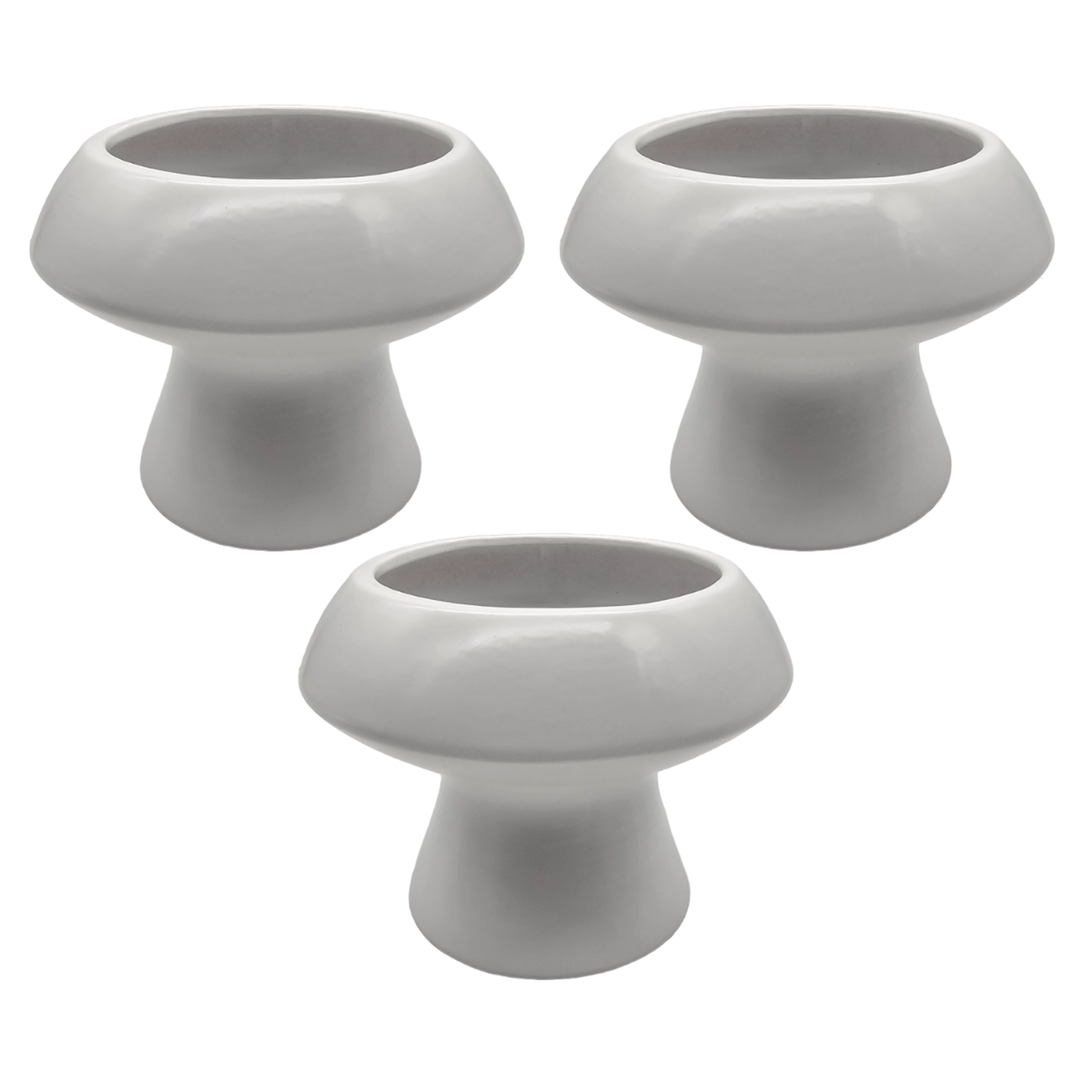 Set 3 Macetero Maceta De Ceramica Con Forma De Seta Blanco-0