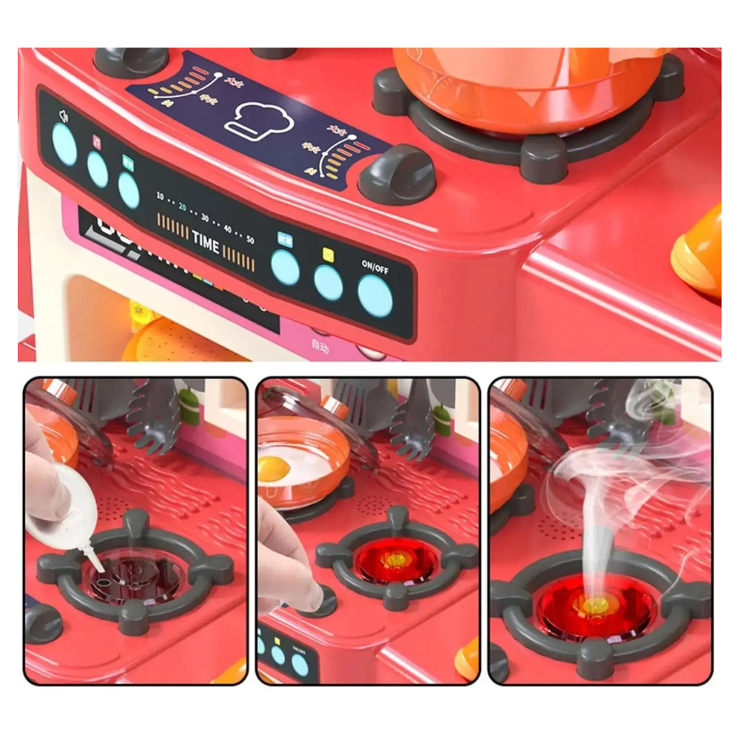 Cocina de Juguete Grande Para Niños 95 Cm Agua Vapor Sonido-4