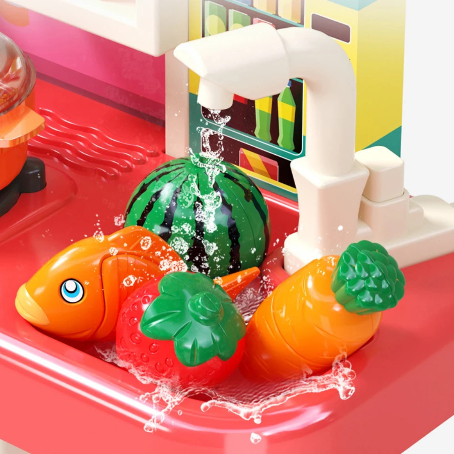 Cocina de Juguete Grande Para Niños 95 Cm Agua Vapor Sonido-5