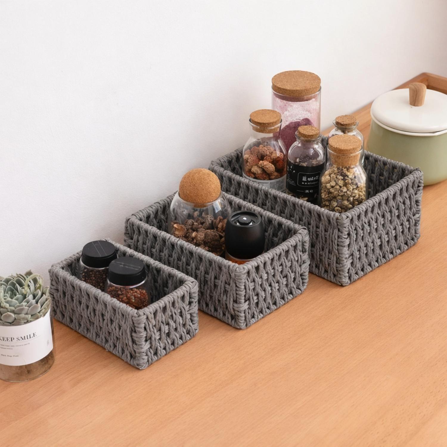 Set 3 Cestas De Almacenamiento Canastas Organizadoras Cesto-3