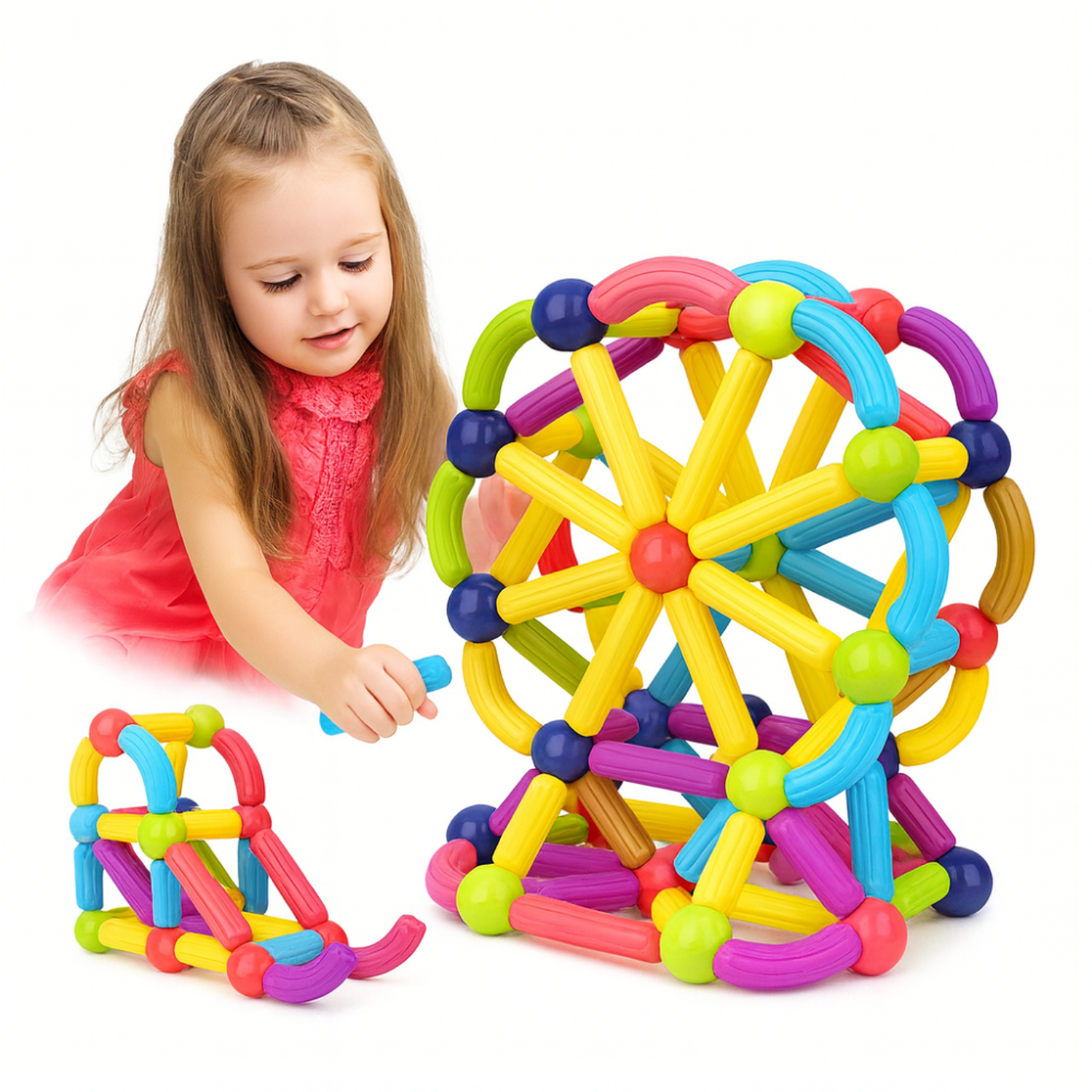 Juego Varillas De Construccion Magnetico Didactico 68 Piezas-2