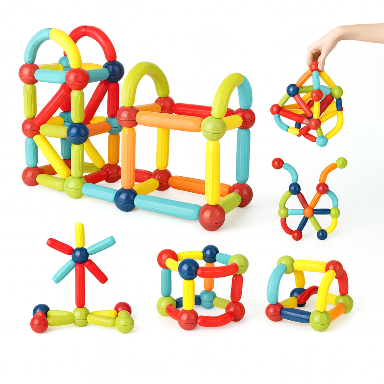 Juego Varillas De Construccion Magnetico Didactico 68 Piezas-3