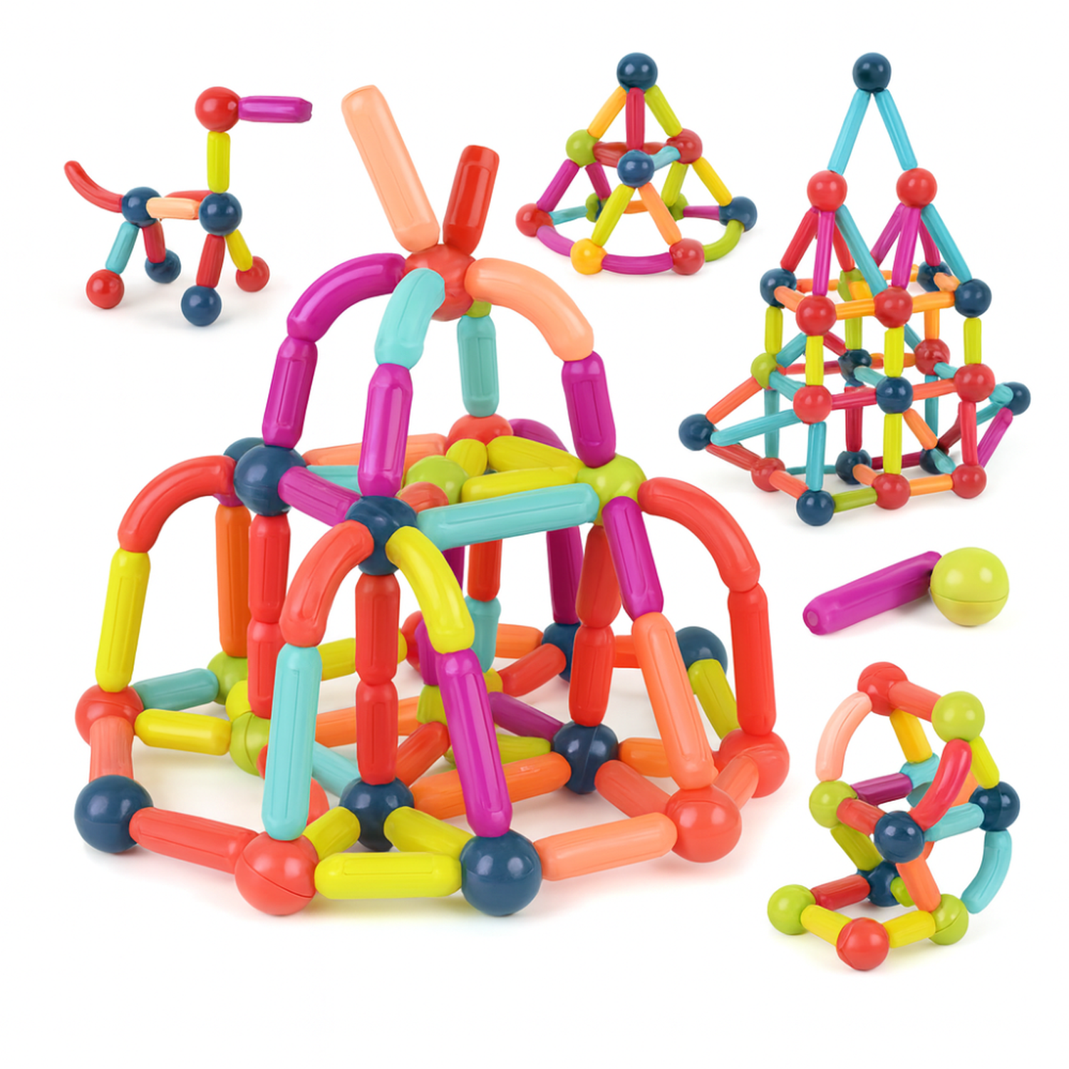 Juego Varillas De Construccion Magnetico Didactico 68 Piezas-4