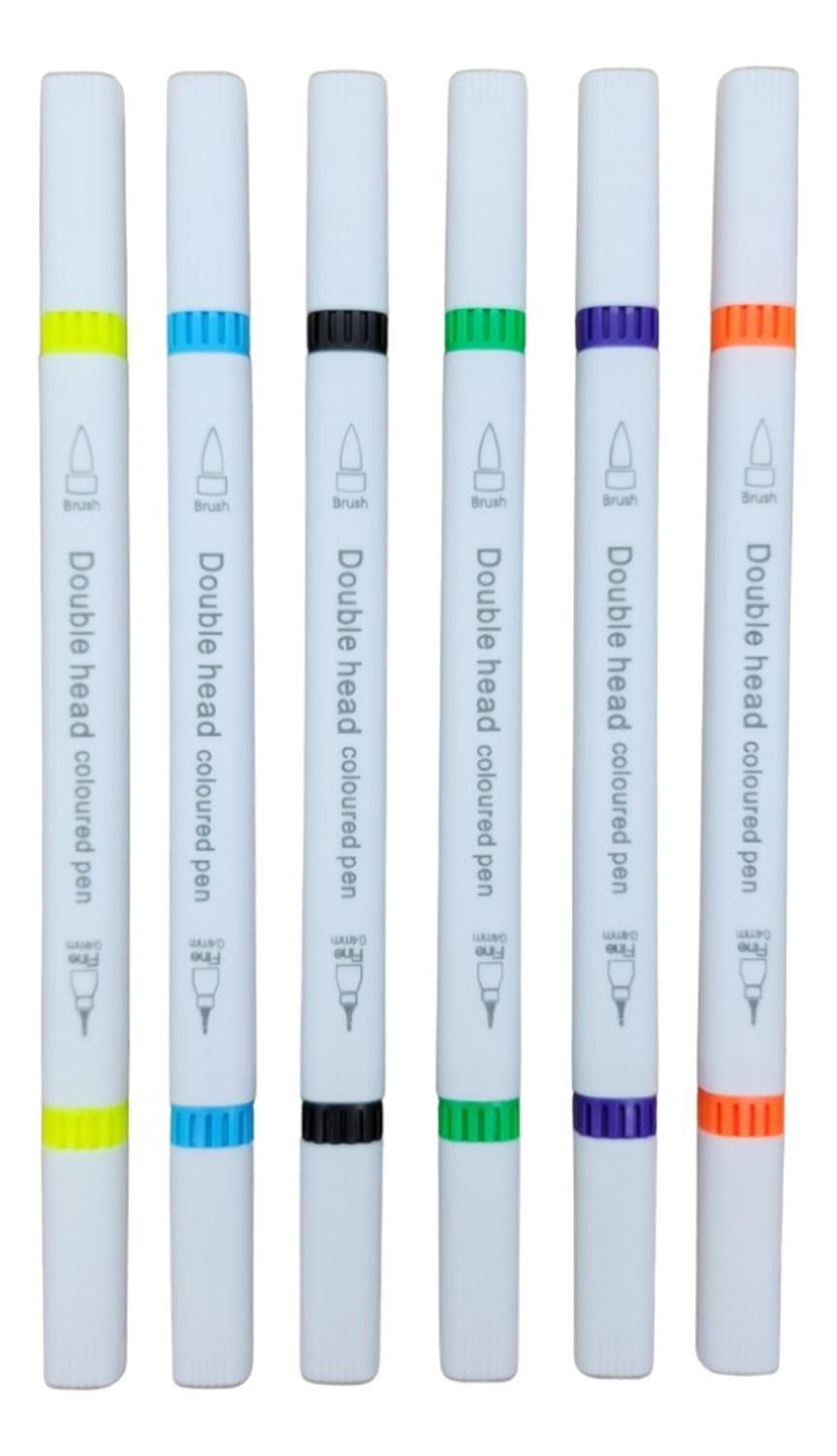 Set Marcadores Doble Punta 12 Lapices Plumones Watercolor-6