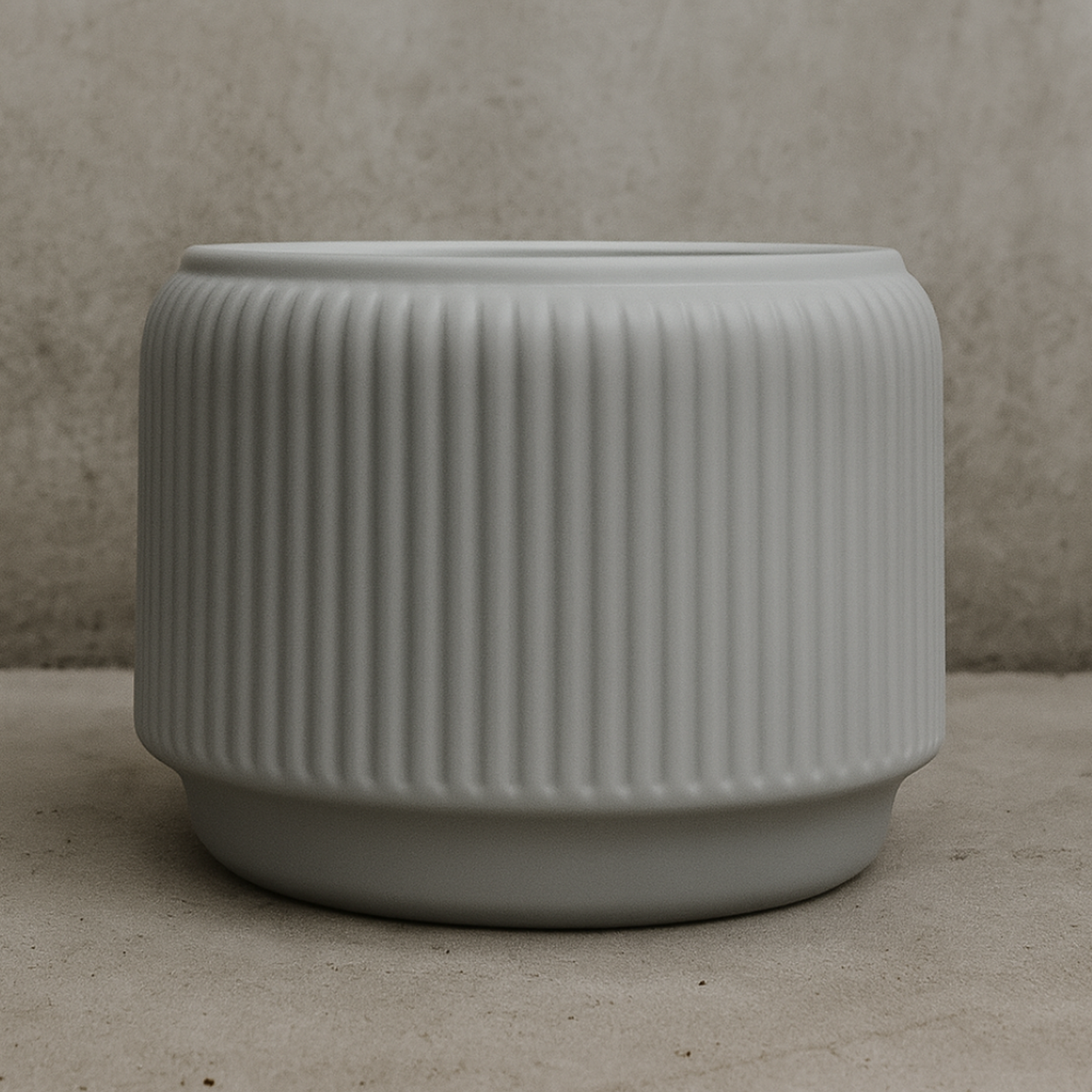 Macetero De Ceramica Gris Mate Textura Acanalada S-5