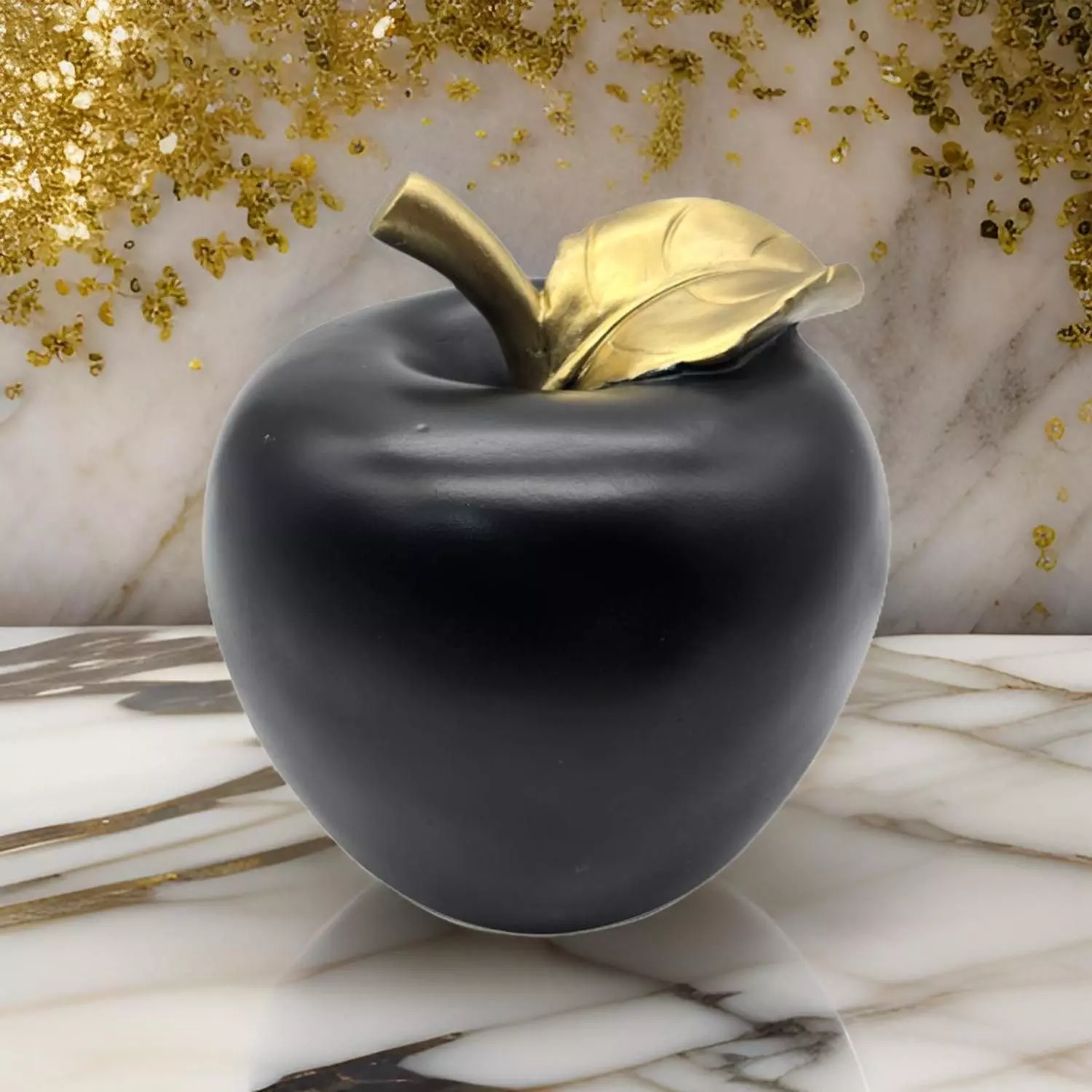 Figura Adorno De Manzana Negra Decorativa En Resina Moderna-1