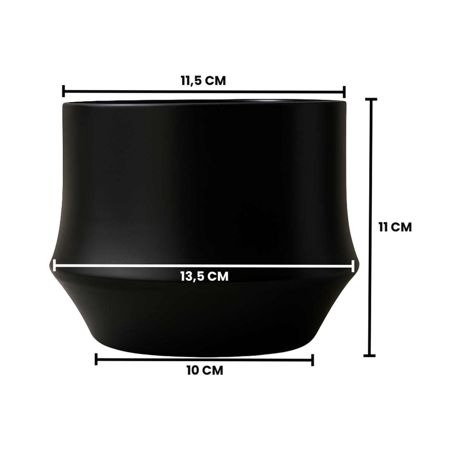 Macetero Maceta De Ceramica Elegante Negro Liso Brillante S-4