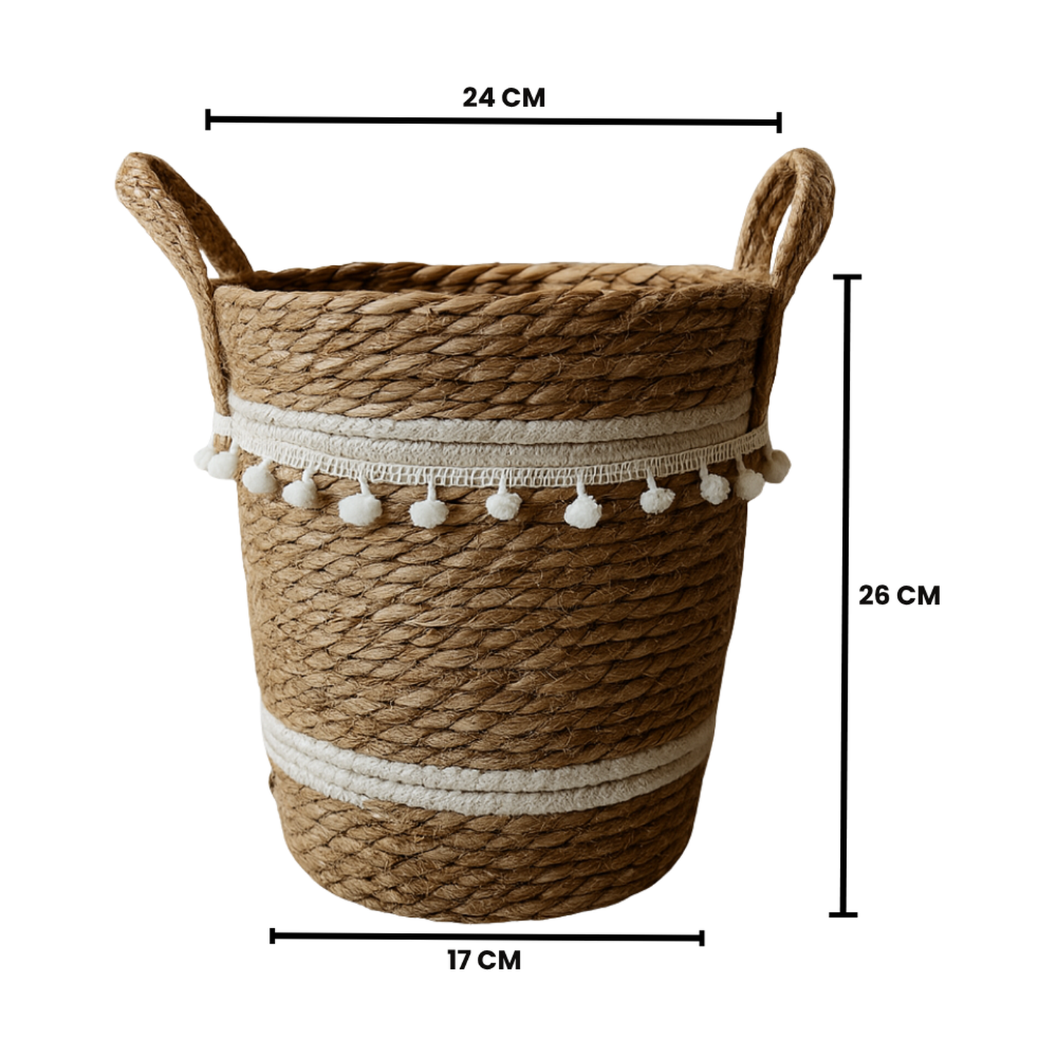 Canasto Cesta Yute Diseño Algodón Tejido Estilo Rustico S-3