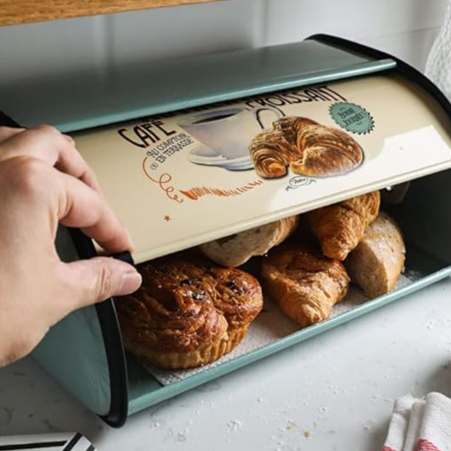 Panera Metálica Vintage Retro Color Verde Abatible-3