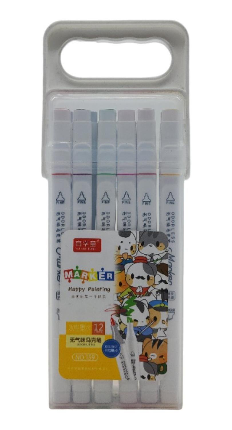 Set 12 Marcadores Happy Painting Doble Punta A Base De Agua-2