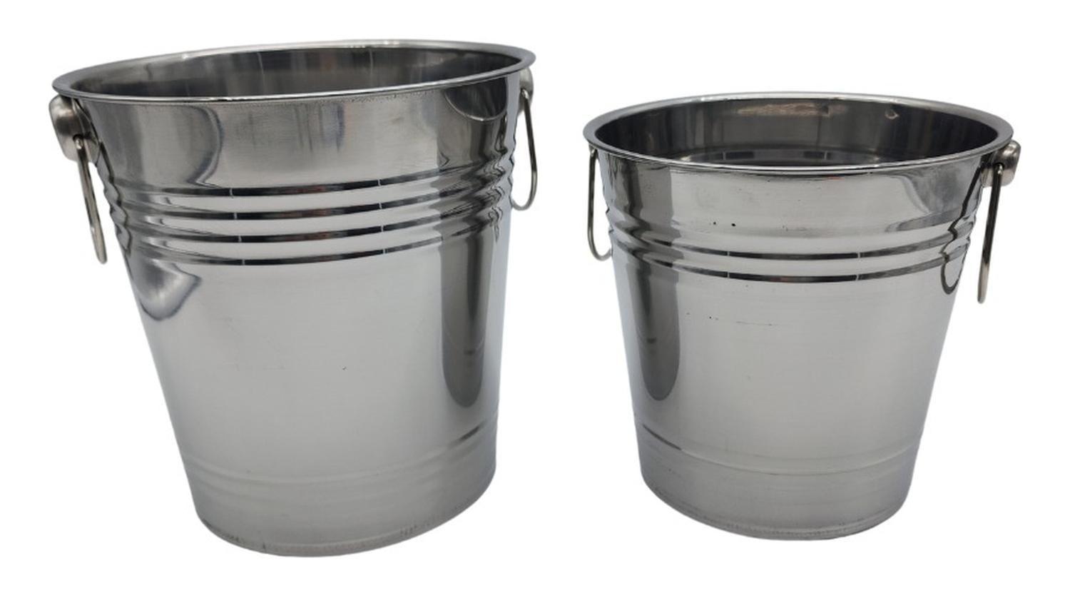 Pack 2 Hieleras Metalicas Vintage Con Asas Hielo Tragos-0
