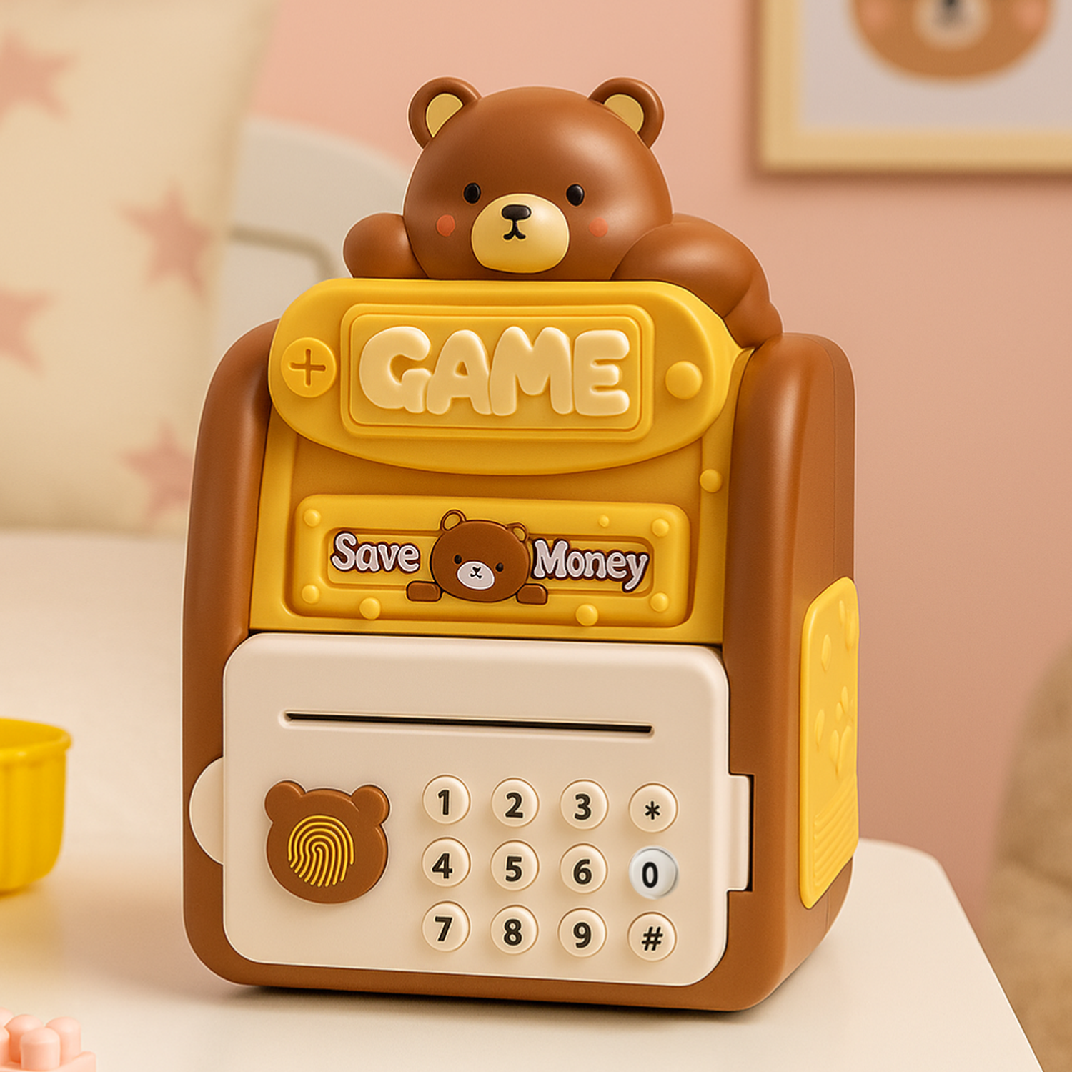 Alcancia Caja Fuerte Kawaii Clave Huella Digital Infantil-2