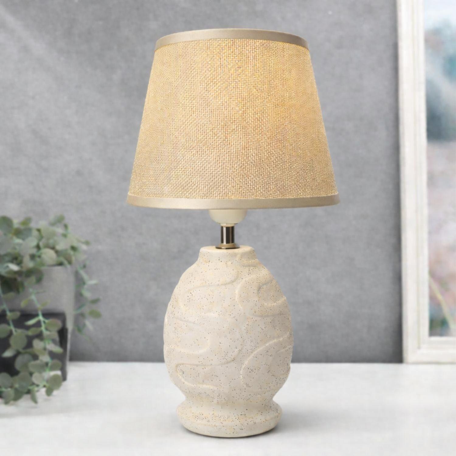 Lampara Velador Mesa Dormitorio Ceramica Blanca Decorativa-3