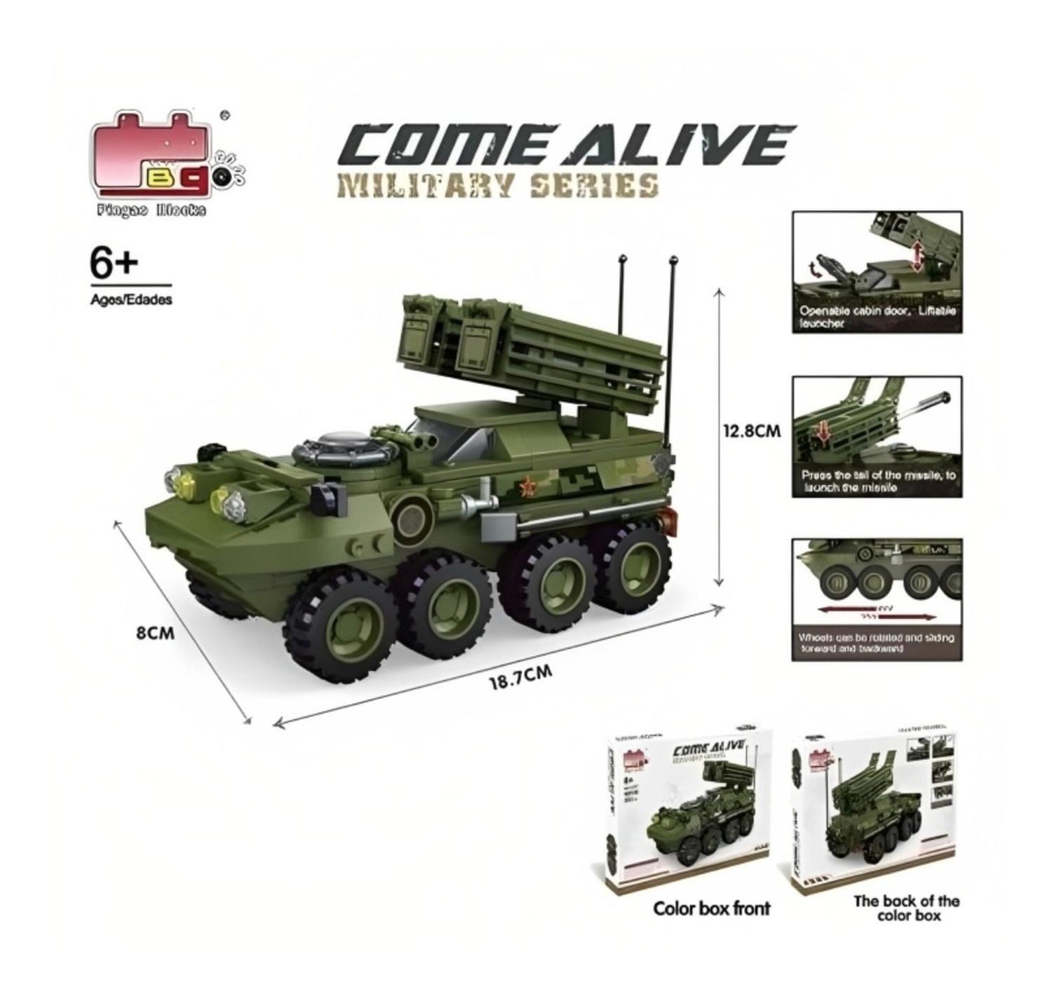 Set Construye Tanque Anti Misiles Militar Verde Armable-3