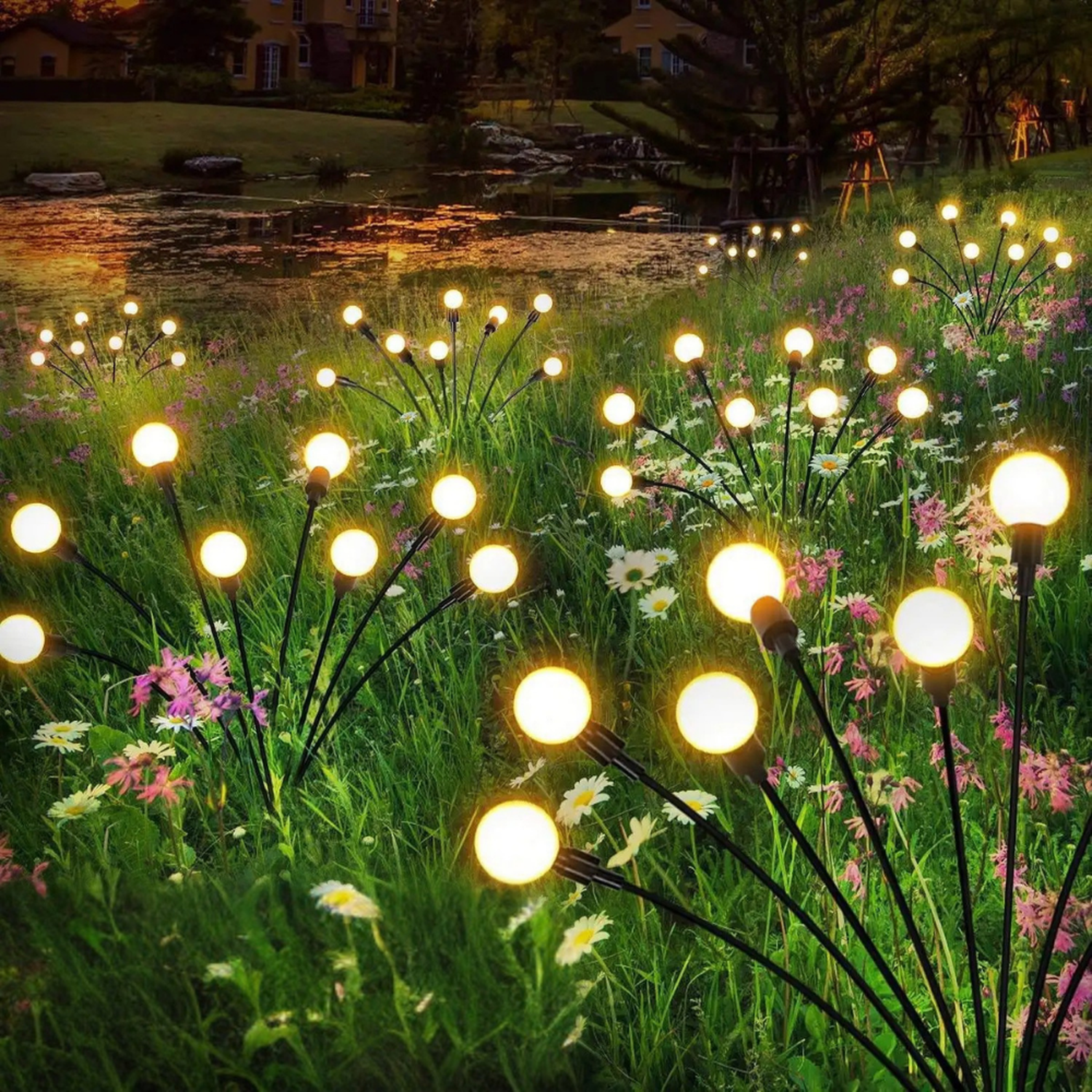 Set 2 Luces Solares Exterior Jardin Estaca Decorativa Led-2