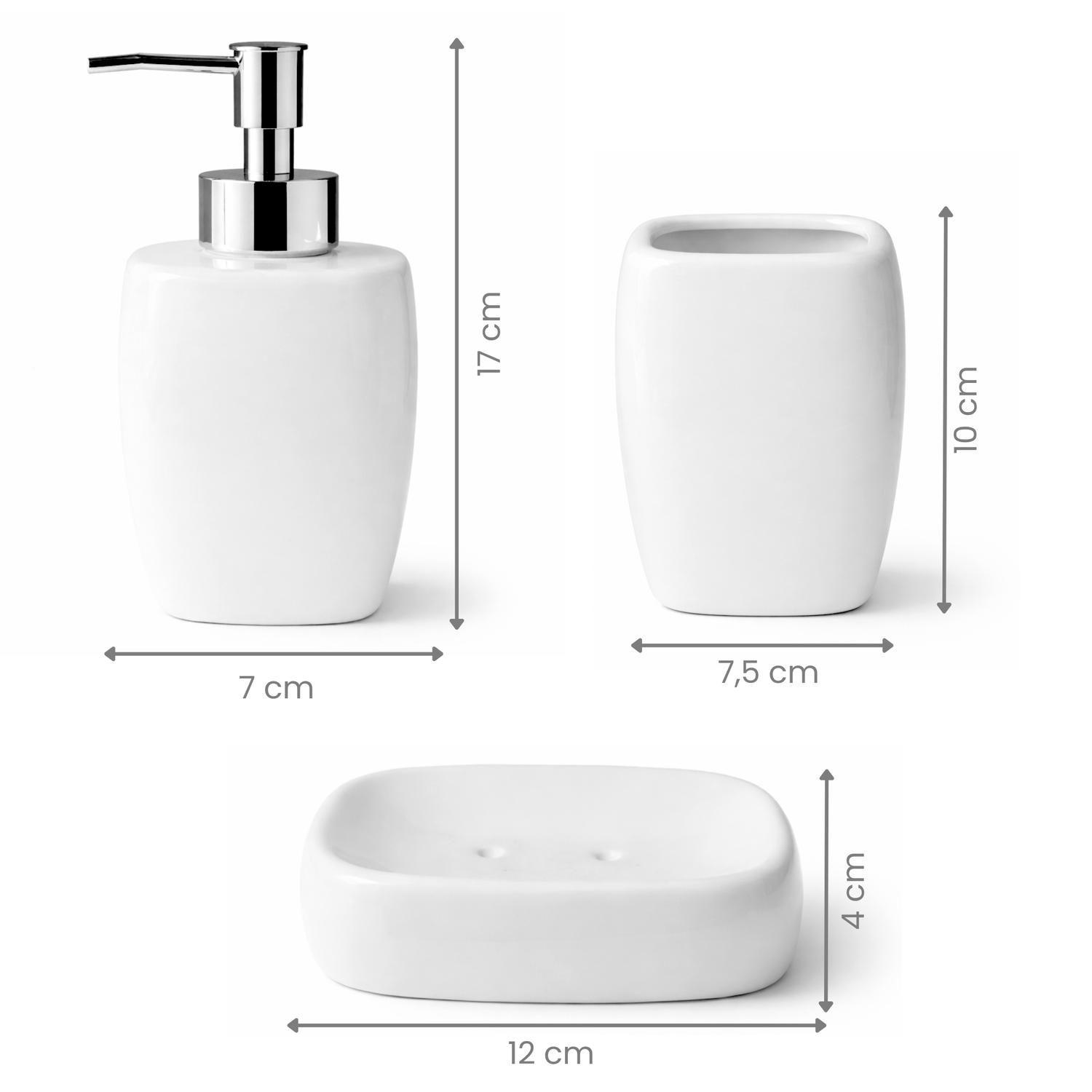 Set De Baño Jabonera Juego De Accesorios 3 Piezas Blanco-6