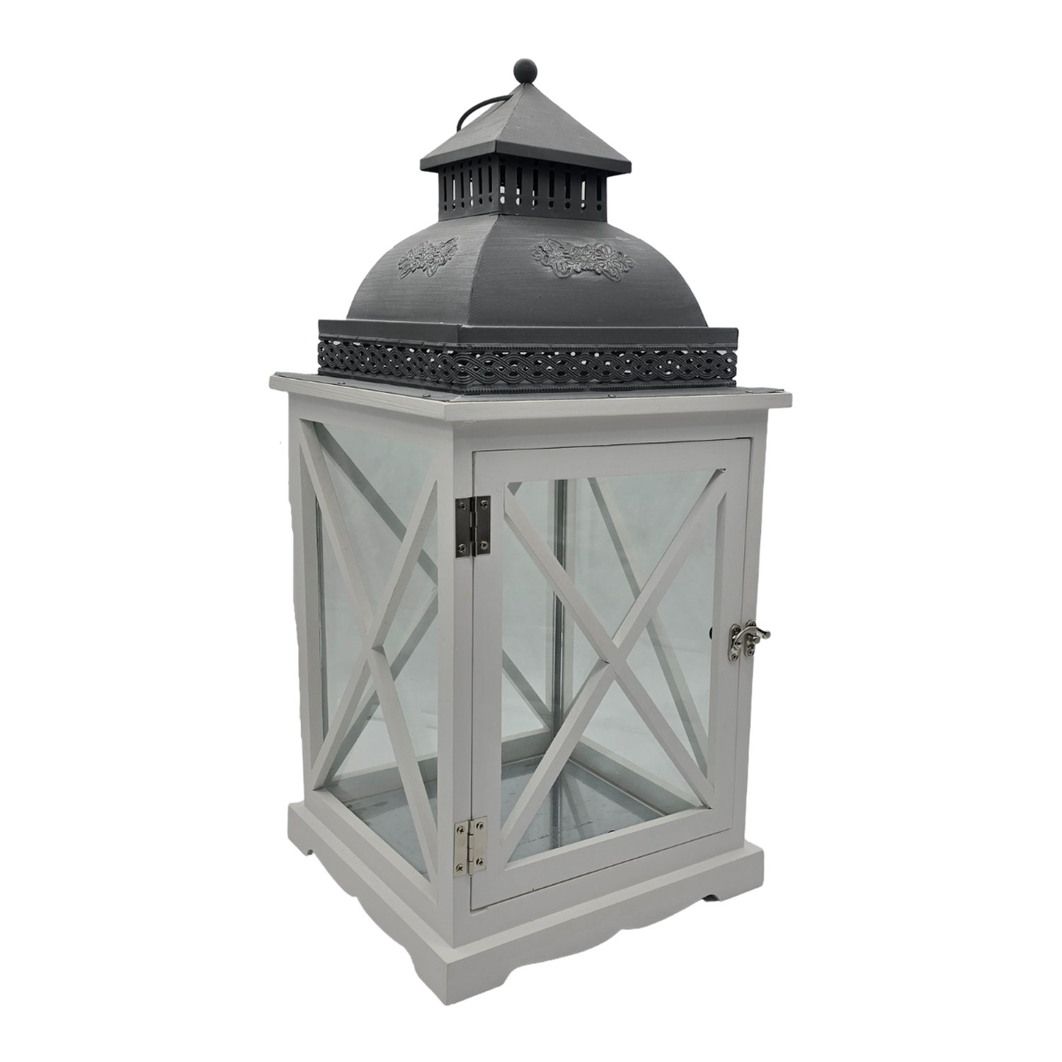 Farol Calentador De Vela Costero De Madera Blanca Vintage M-0