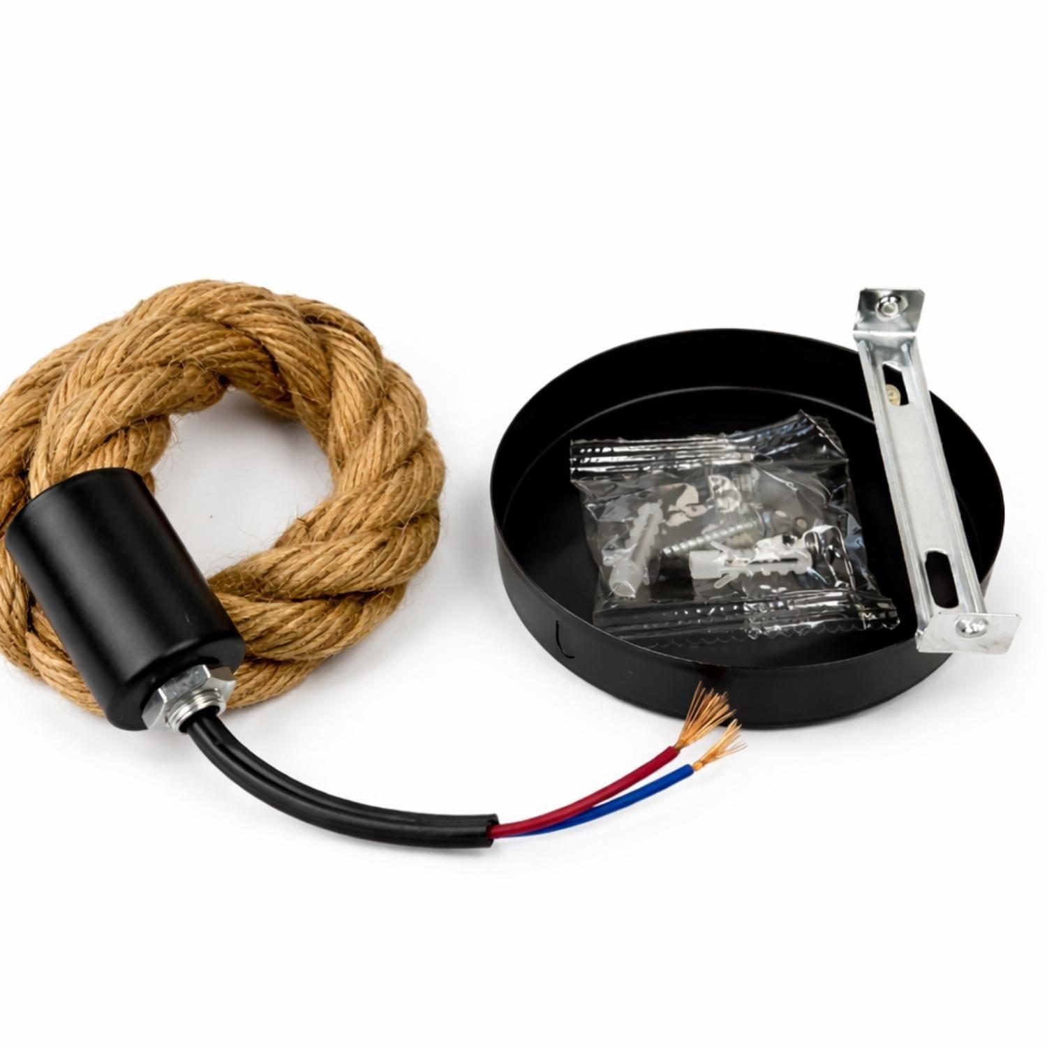 Lampara Colgante De Techo Vintage Cuerda Soga Rustica E27-9