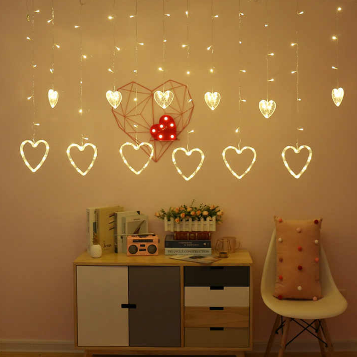 Luces Navideñas Solares Led Corazones Decoracion Navidad-5