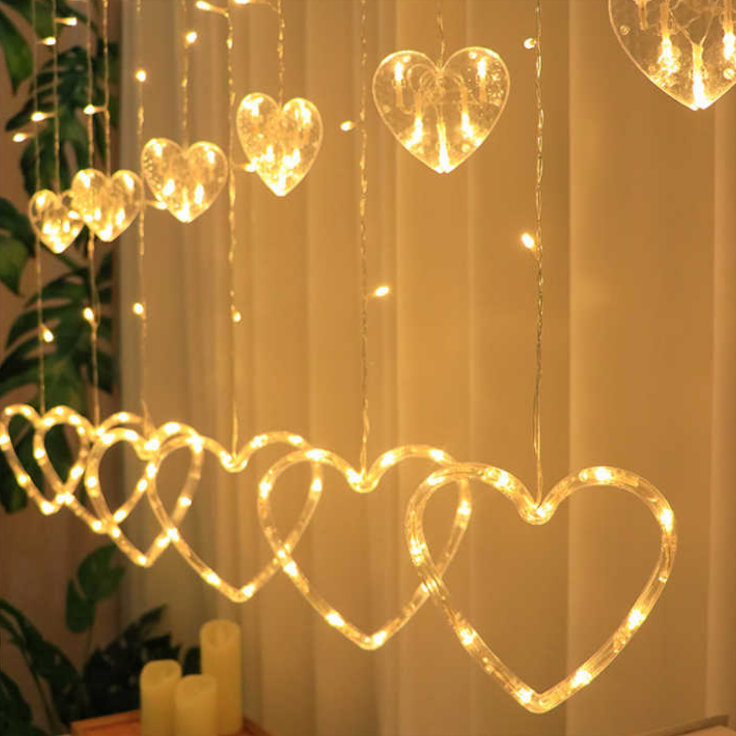 Luces Navideñas Solares Led Corazones Decoracion Navidad-6