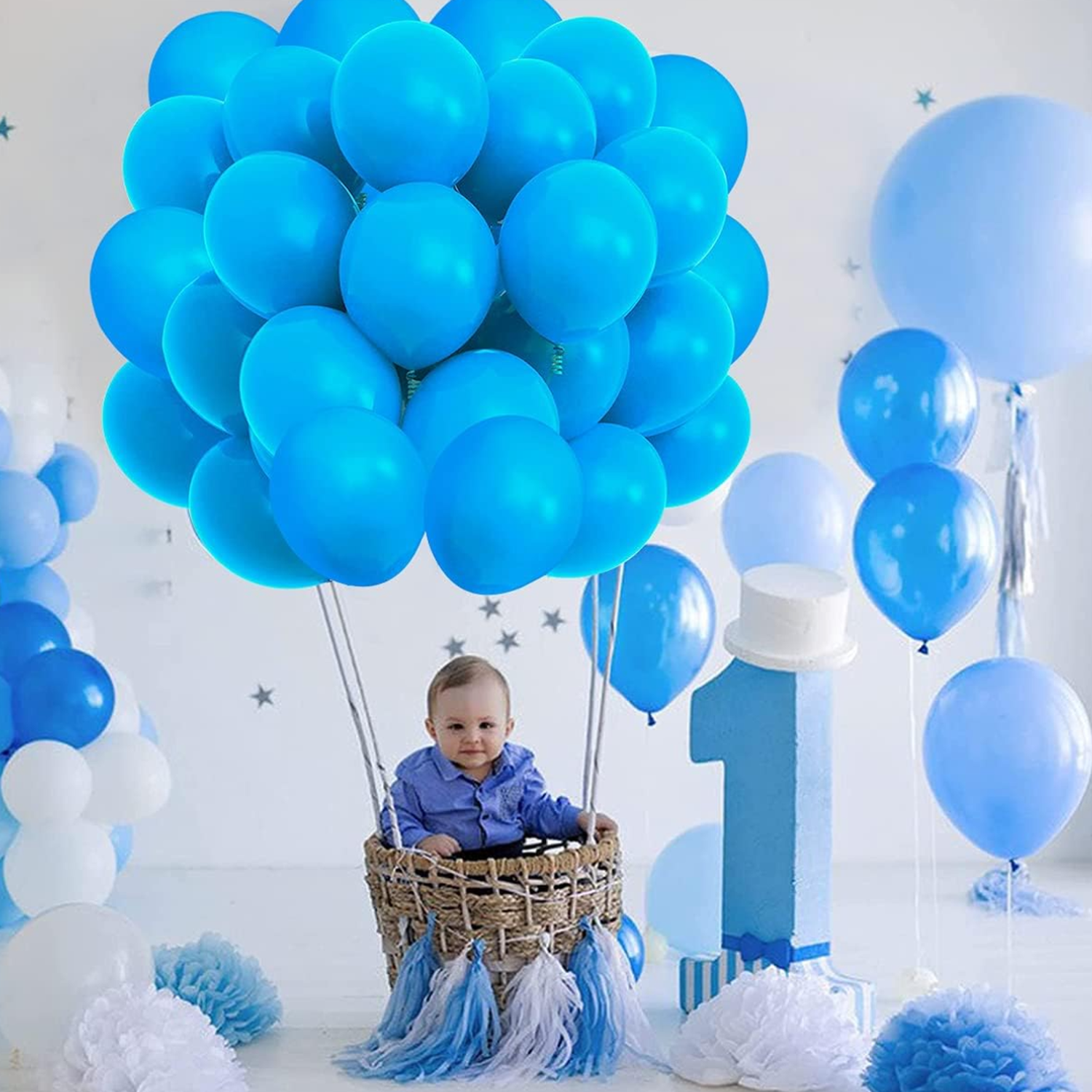 Globos Color Celeste 100 Unidades Tamaño 25 Cm-3