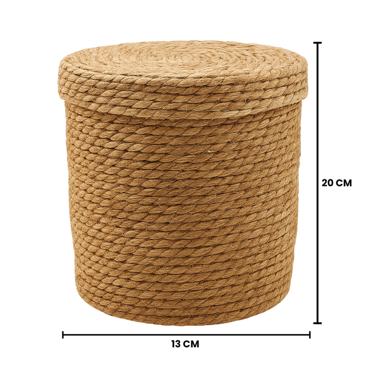 Canasto Cesta De Yute Tejida Con Tapa Acabado Rustico S-3