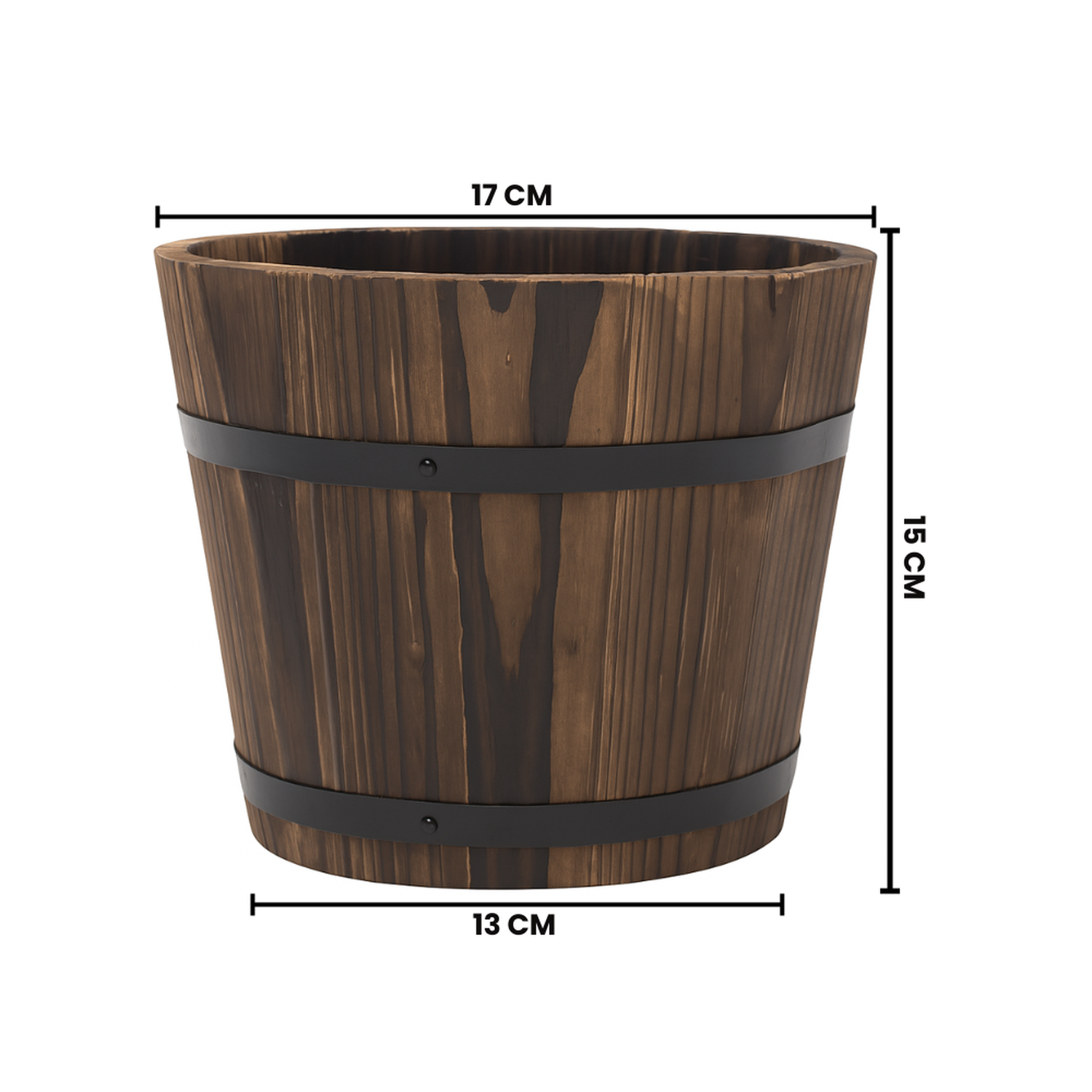 Macetero De Madera Tipo Barril Para Jardin Terraza Planta S-4