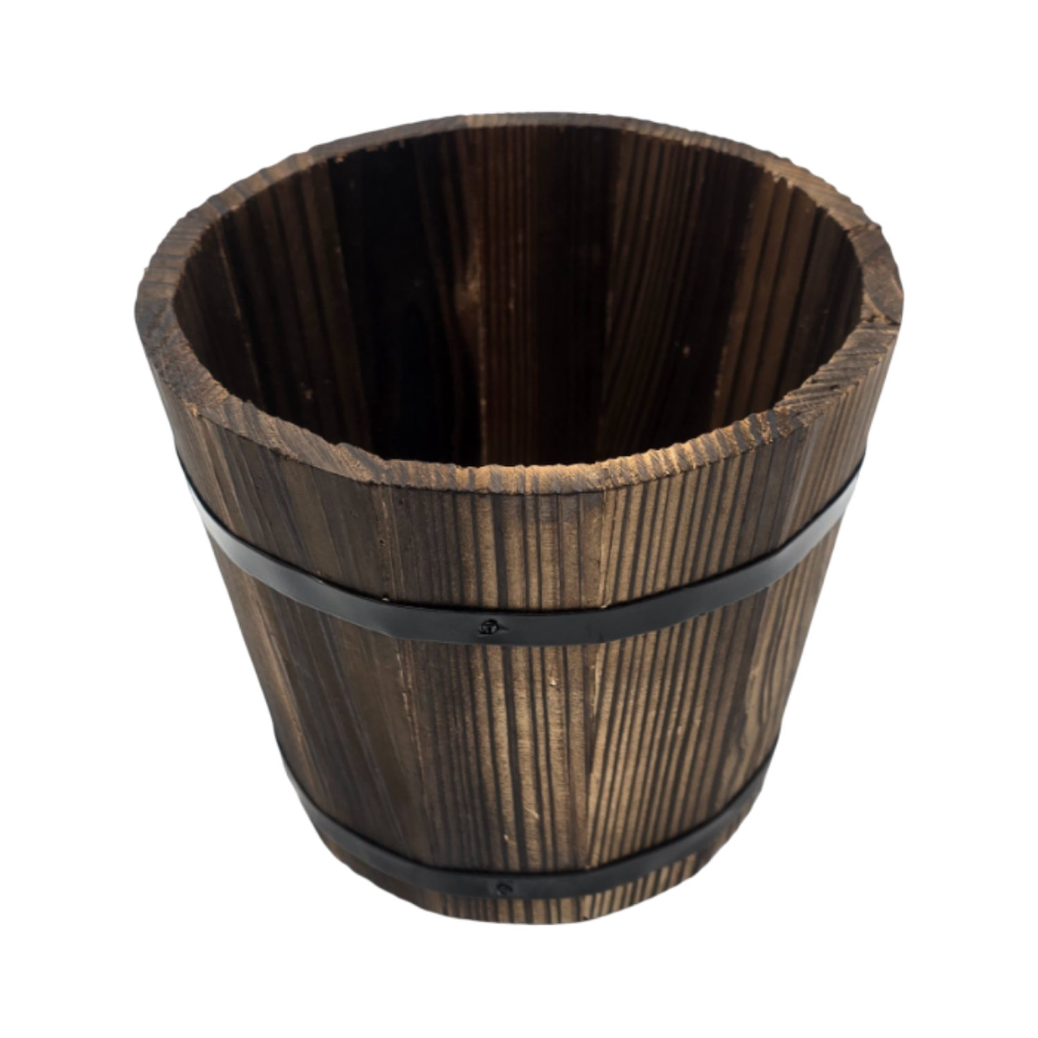 Macetero De Madera Tipo Barril Para Jardin Terraza Planta S-5