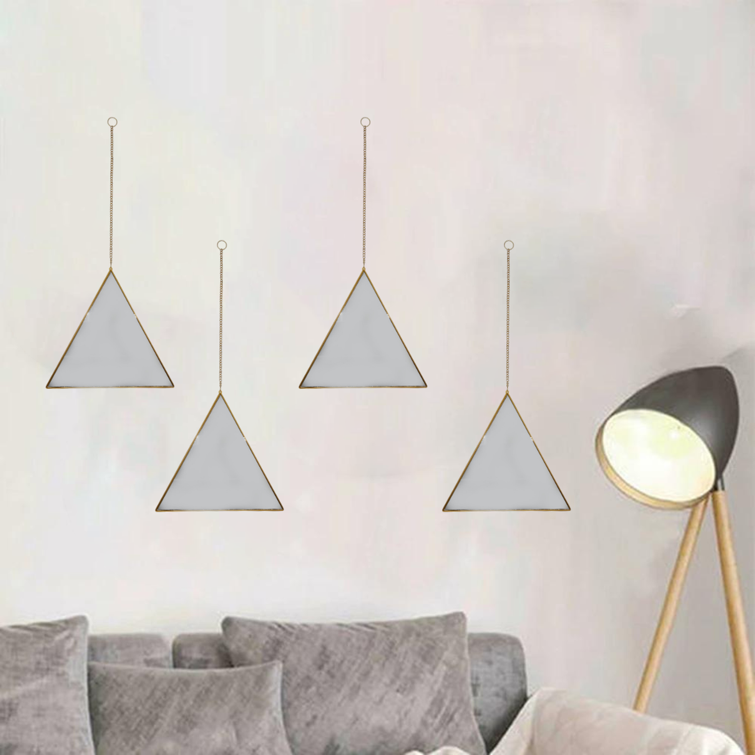 Set 4 Espejos Pared Para Colgar Triangular Marco De Espejo-2