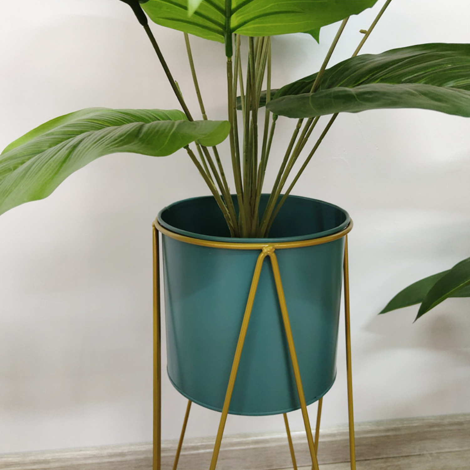 Set 2 Pedestales Porta Macetero Deco Verde Oscuro Grandes-2