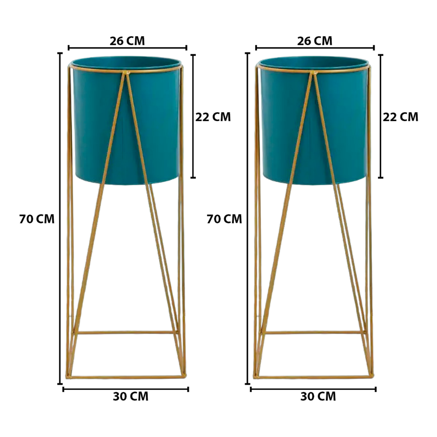 Set 2 Pedestales Porta Macetero Deco Verde Oscuro Grandes-4