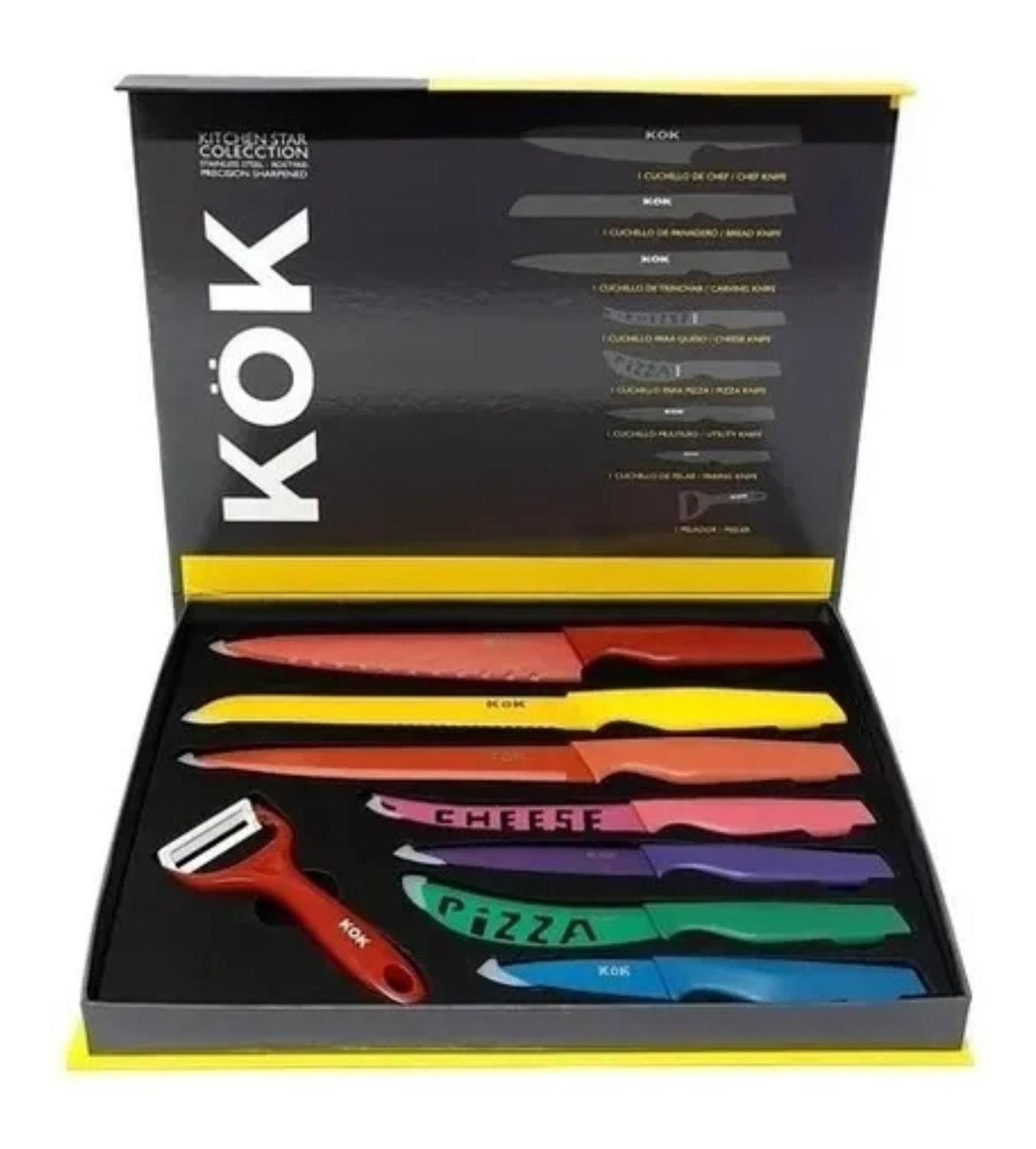 Set De Cuchillos Para Cocina 8pcs Negro-0