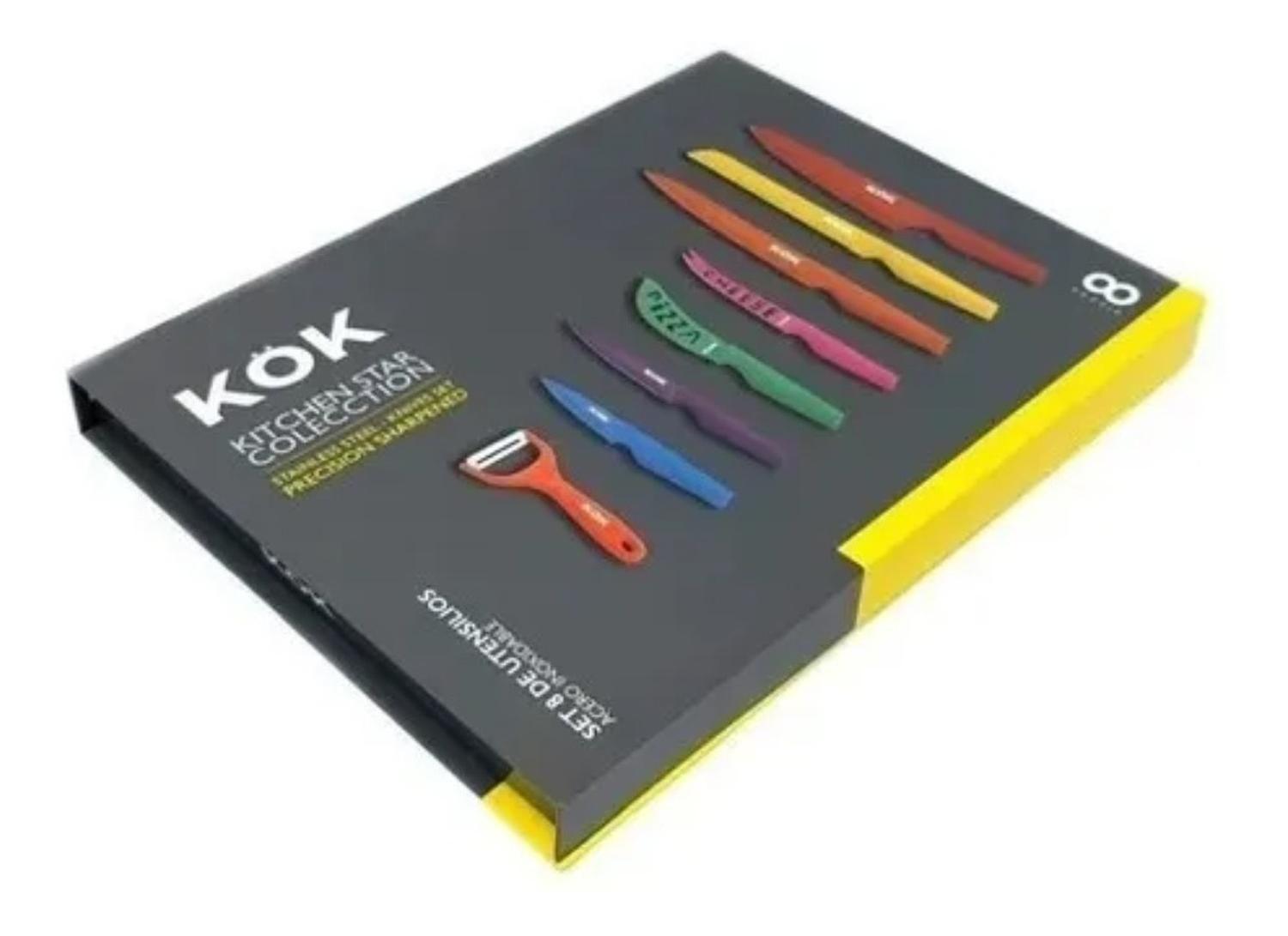 Set De Cuchillos Para Cocina 8pcs Negro-2