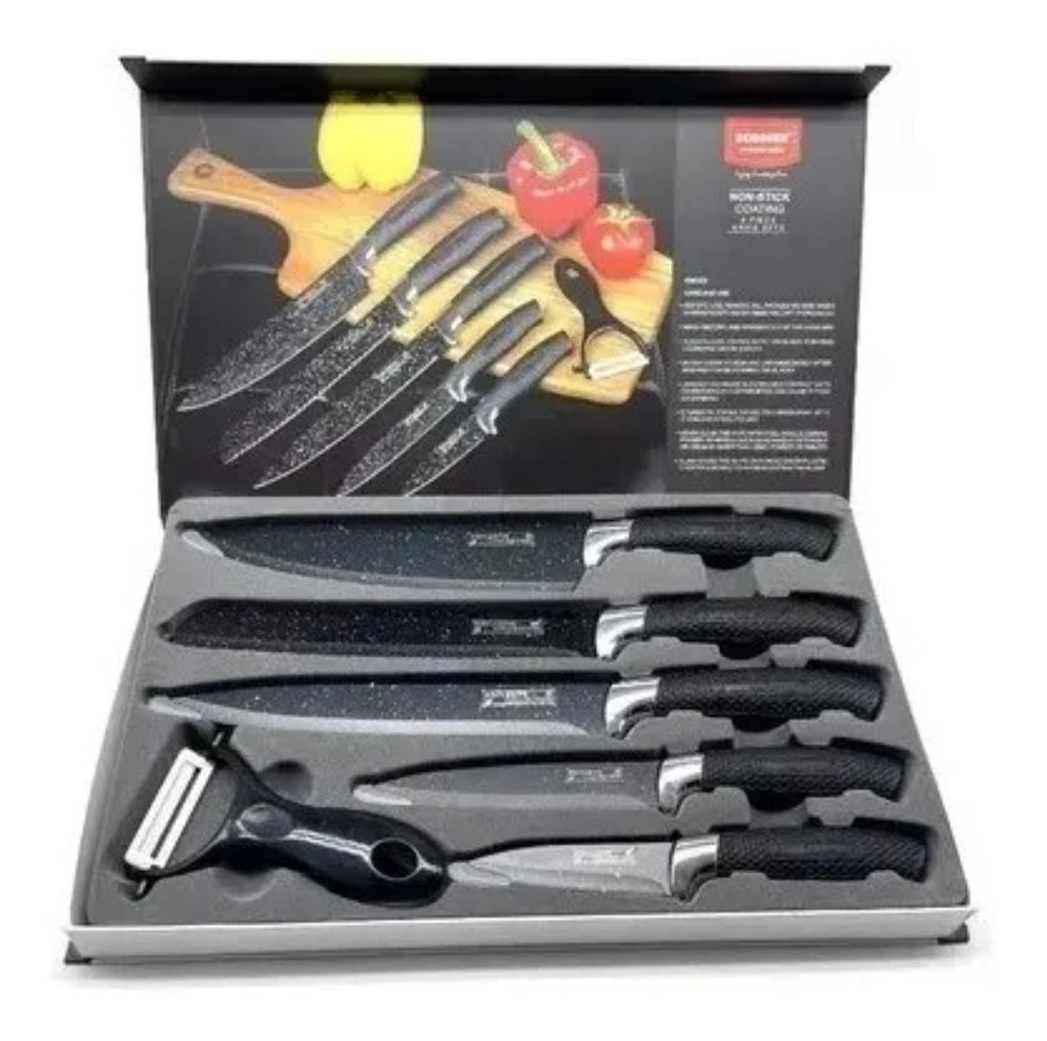 Set De Cuchillos Para Cocina 8pcs Negro-0