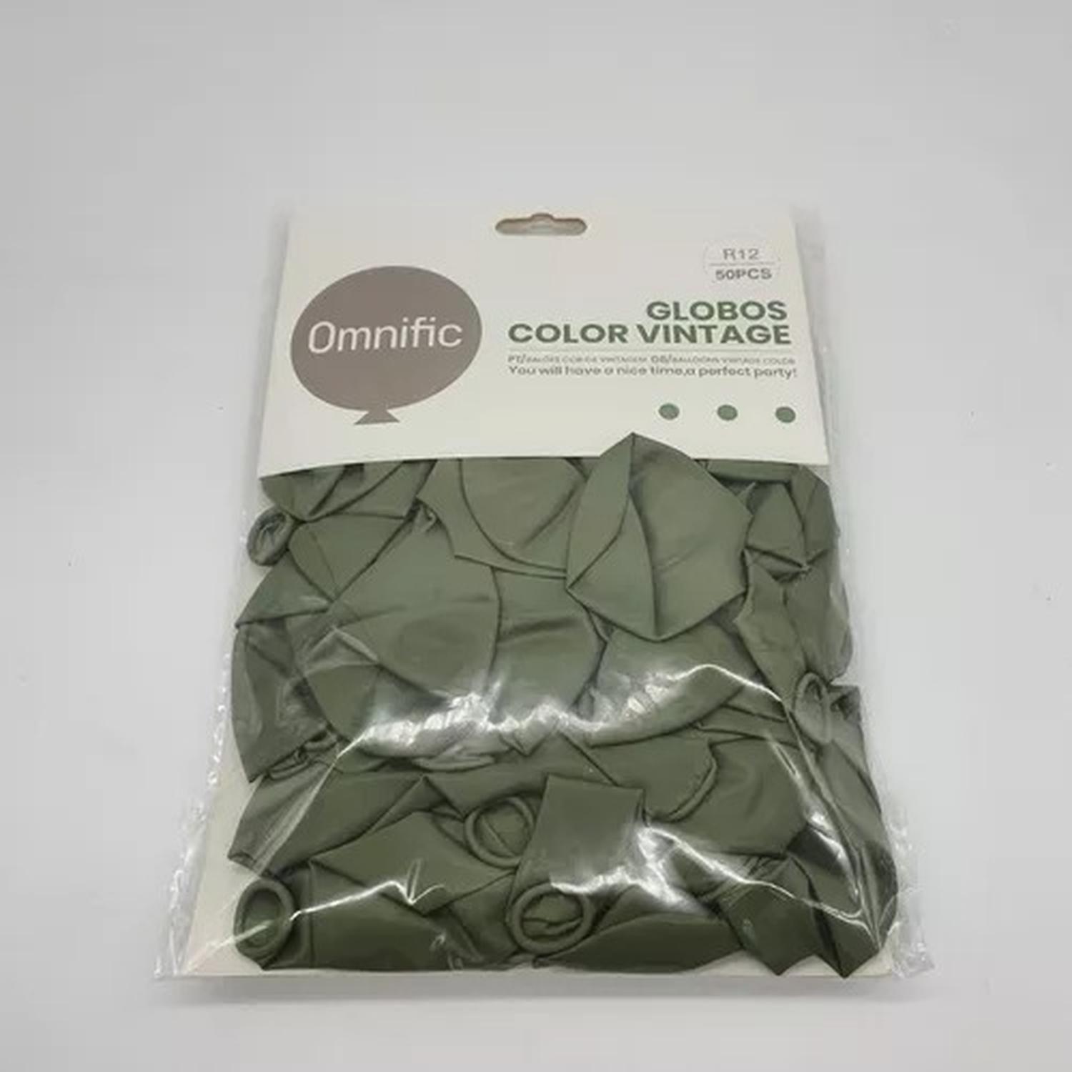 Globos Color Verde Militar Vintage 50 Unidades Tamaño R12-1