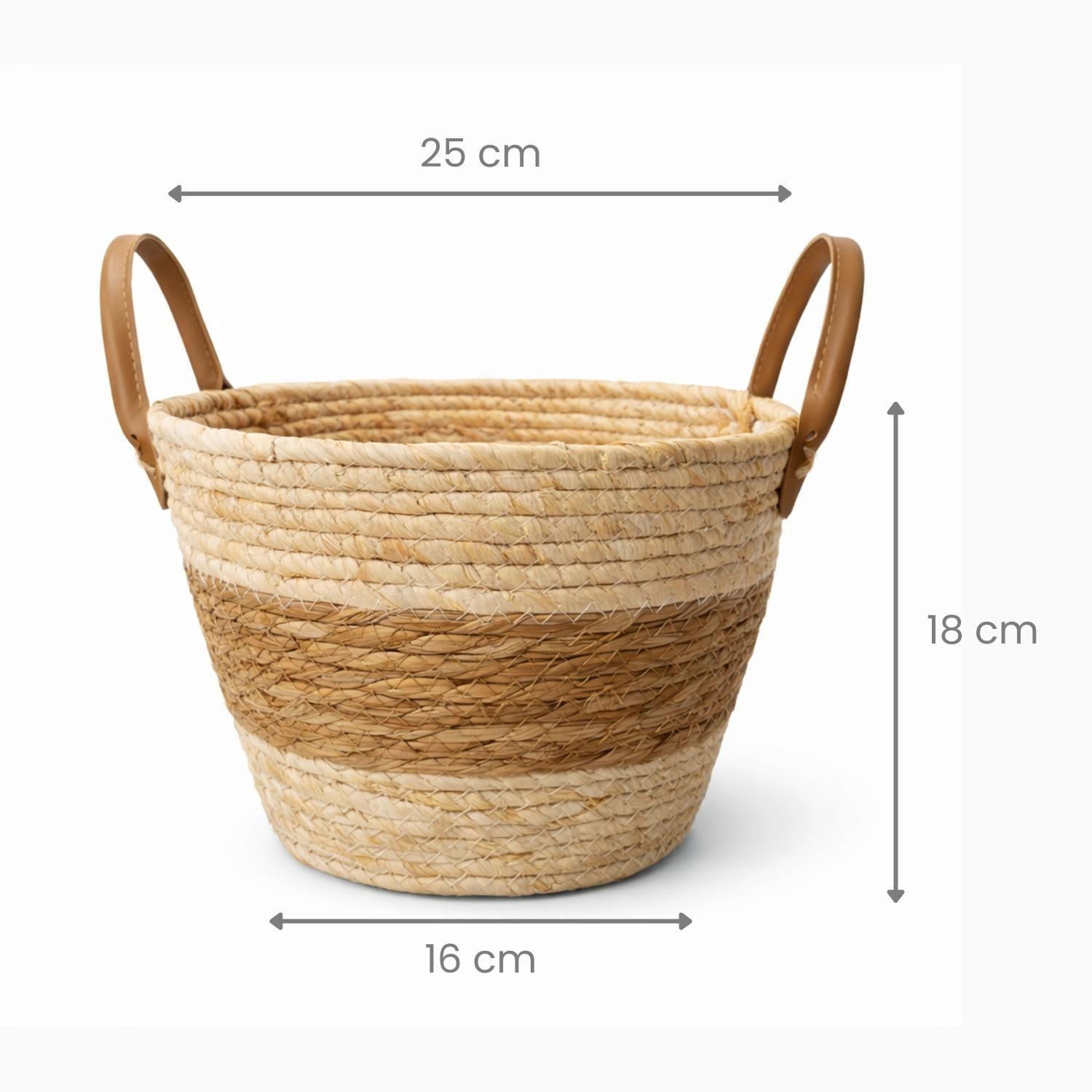 Canasto Cesta Yute Almacenamiento Organizadora Beige Asas-2