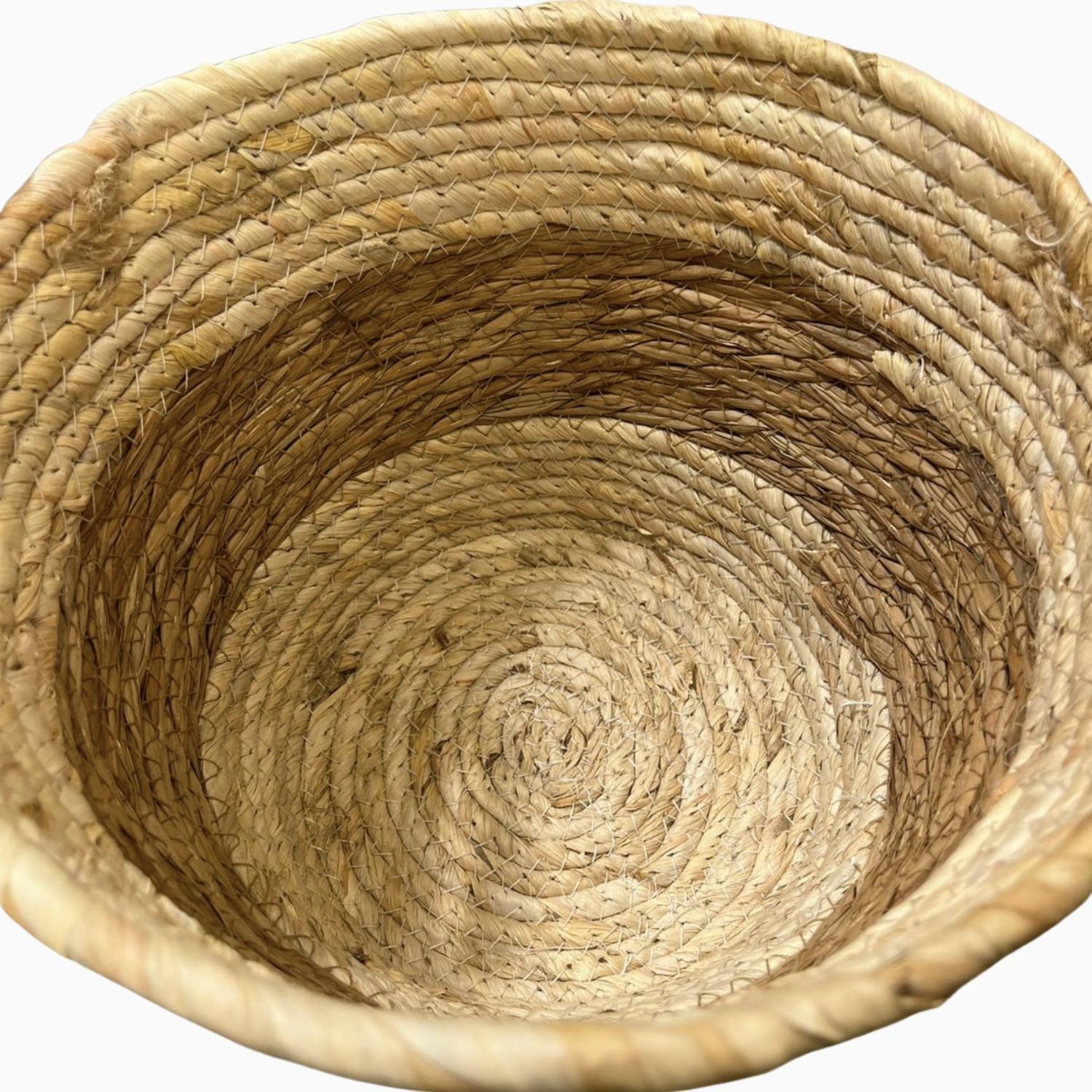 Canasto Cesta Yute Almacenamiento Organizadora Beige Asas-7