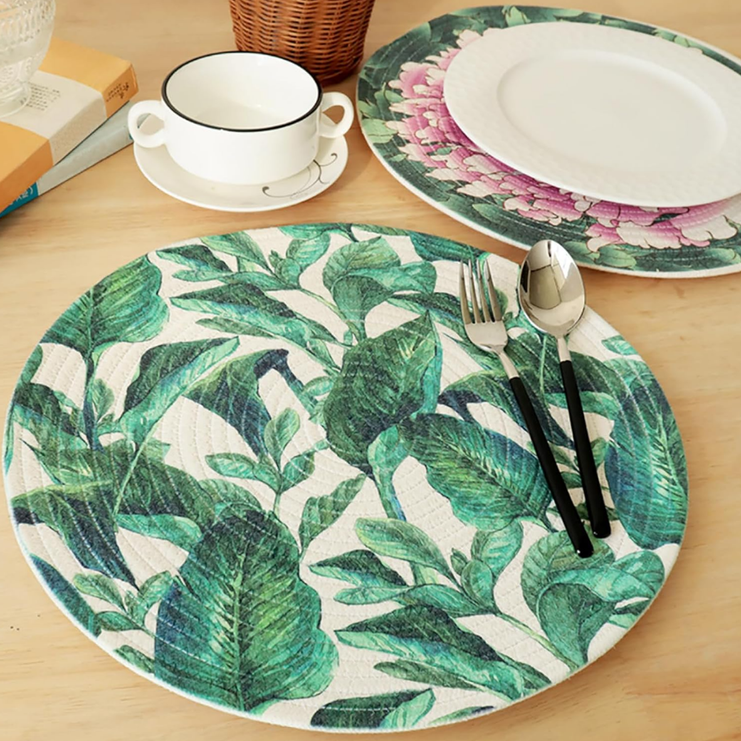 Set 2 Base Para Olla Cosas Calientes Individuales Verdes-3