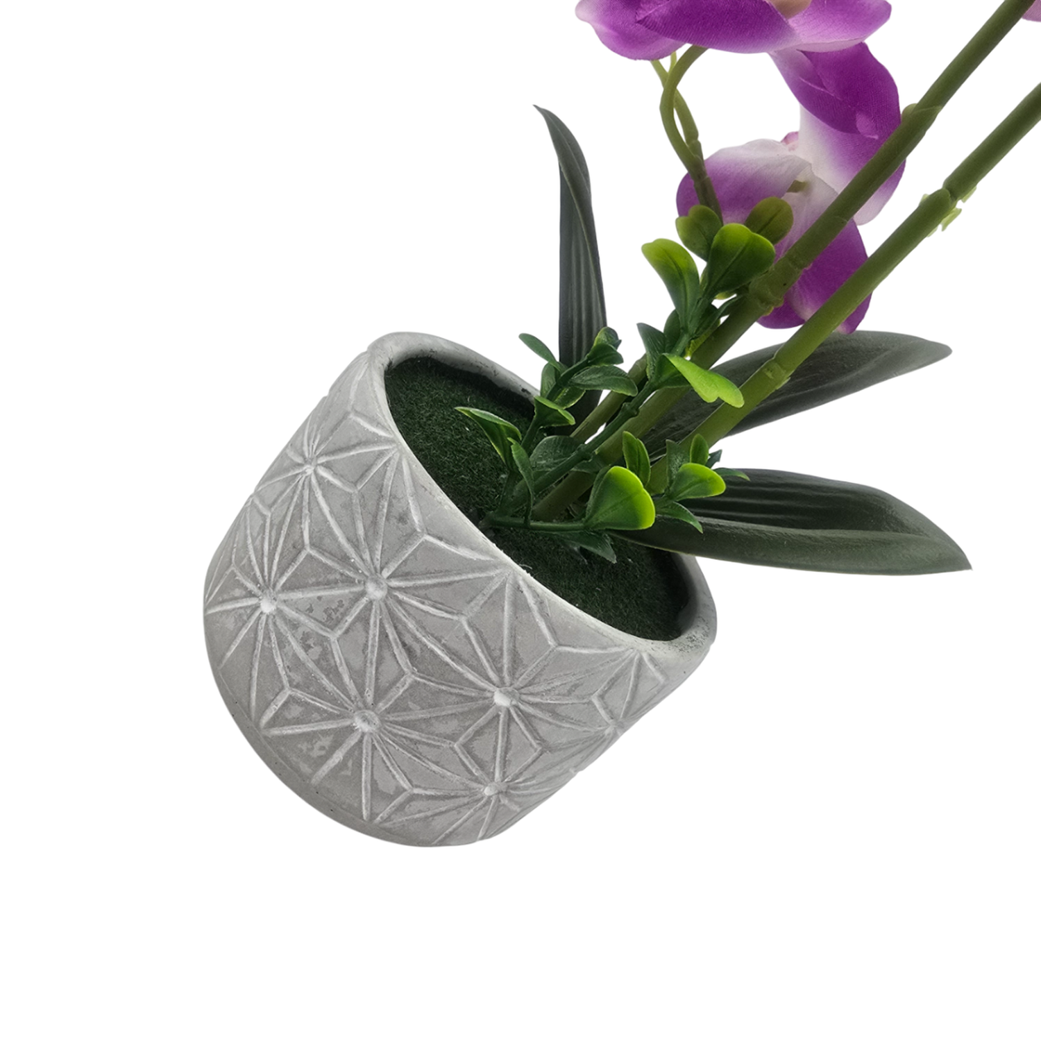 Planta Artificial Orquidea Grande Macetero De Cemento-4