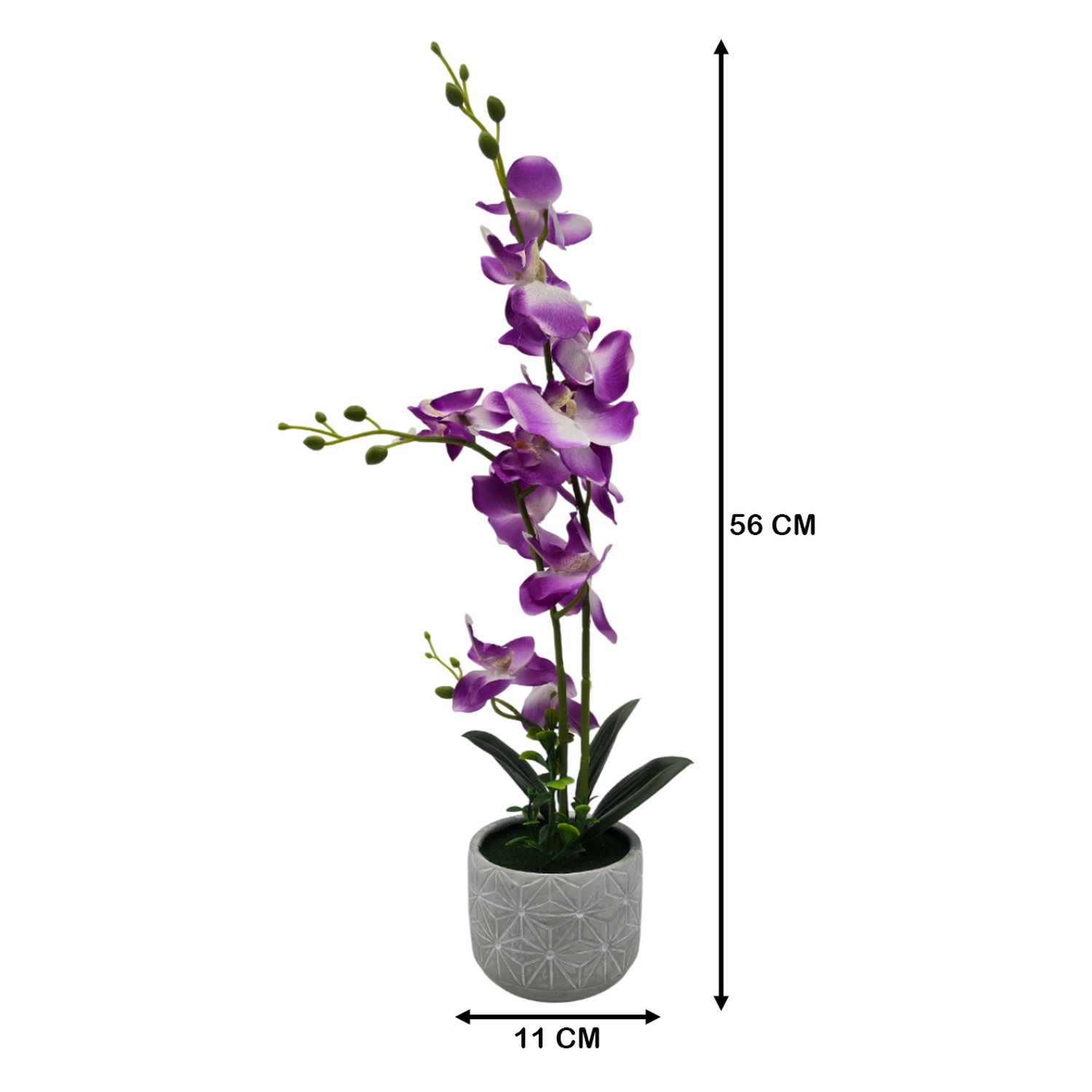 Planta Artificial Orquidea Grande Macetero De Cemento-6