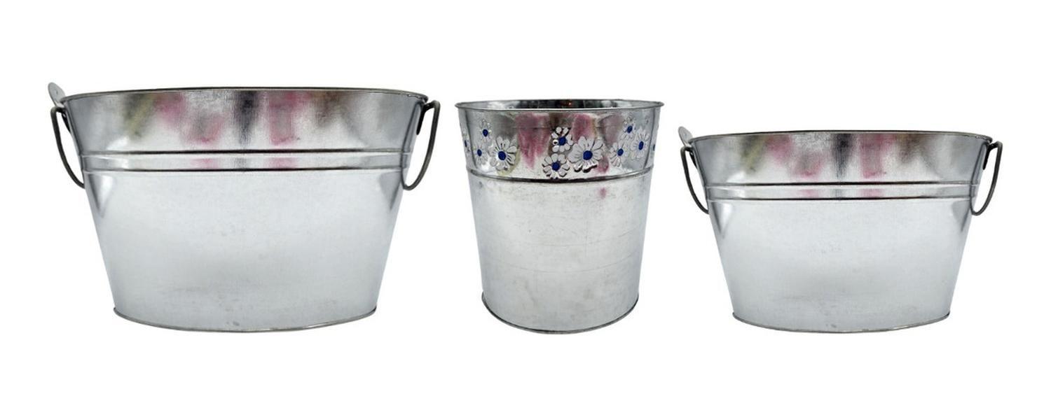 Pack 3 Hieleras Metalicas Vintage Champaña Hielo Tragos Bar-0