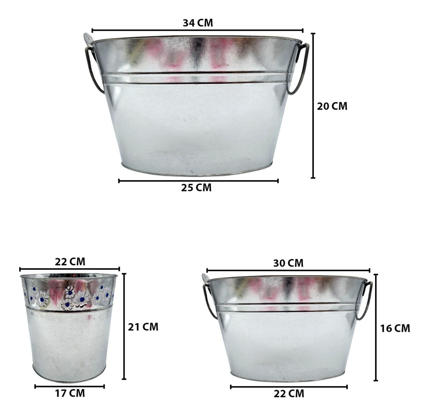 Pack 3 Hieleras Metalicas Vintage Champaña Hielo Tragos Bar-4