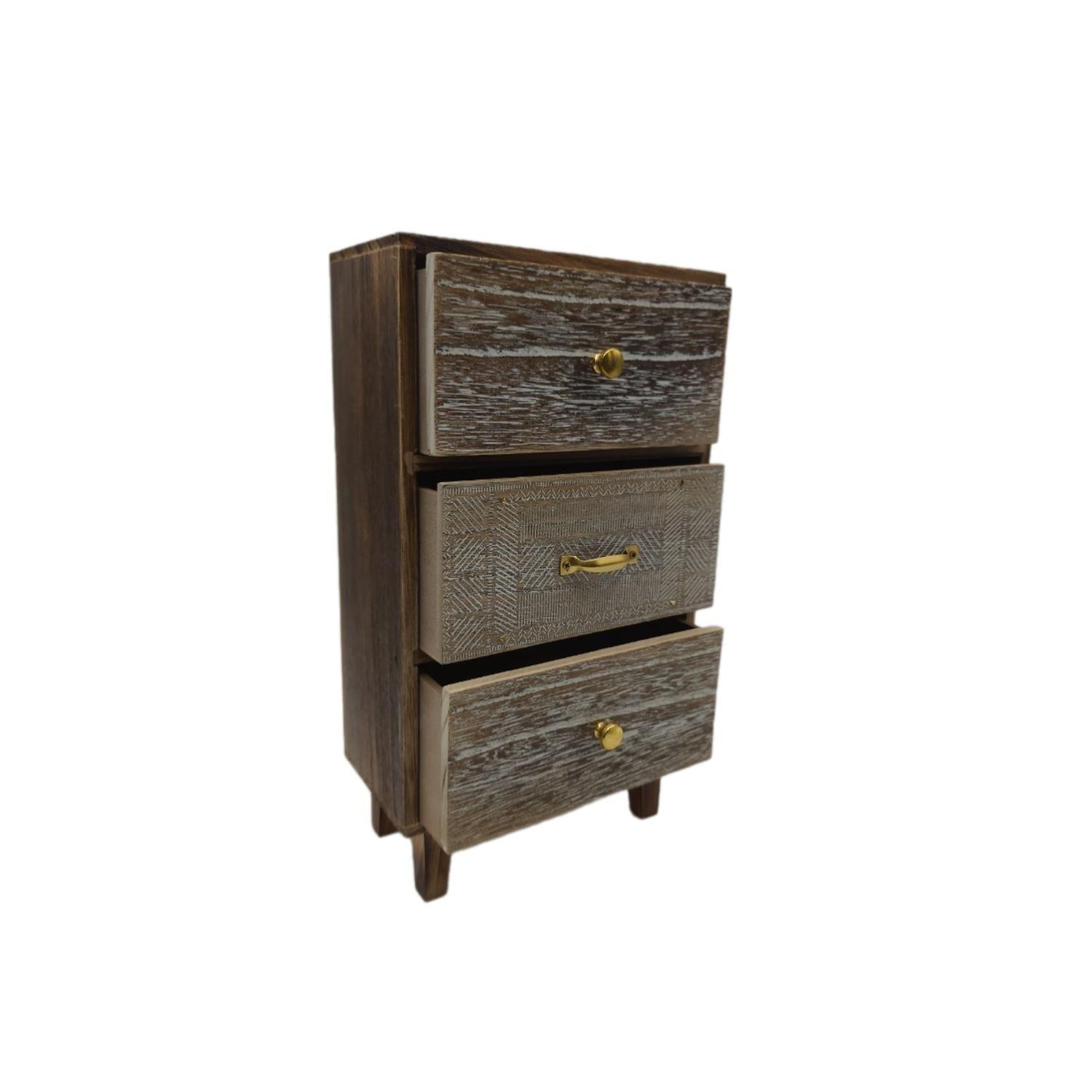Organizador De Joyas Multiuso Oriental 3 Cajones Café-2