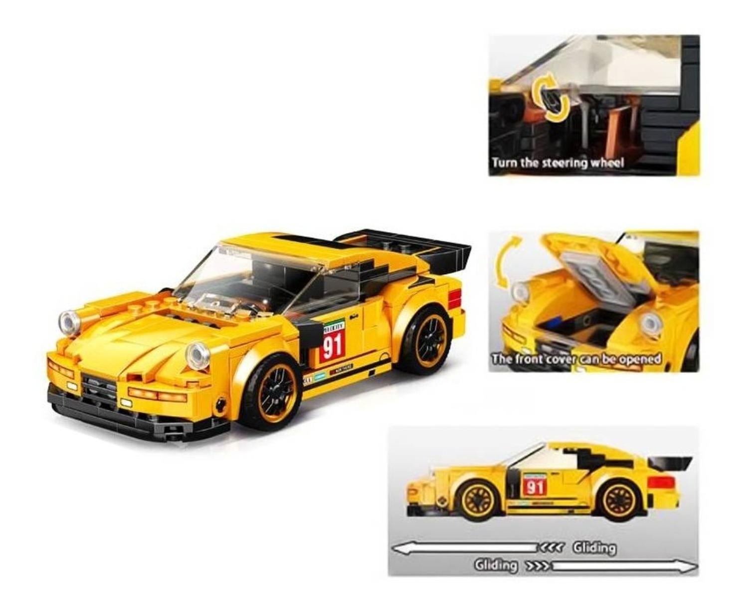 Auto De Carrera Deportivo Armable Amarillo-4